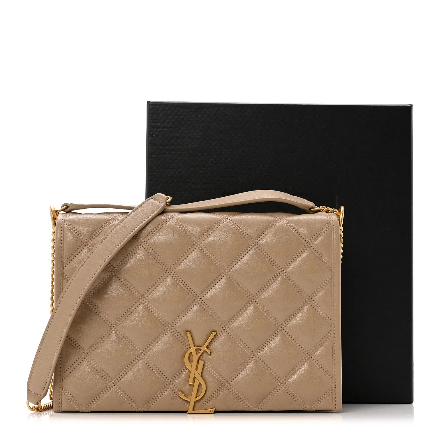 Lambskin Quilted Mini Becky Chain Bag Dark Beige - Top Club