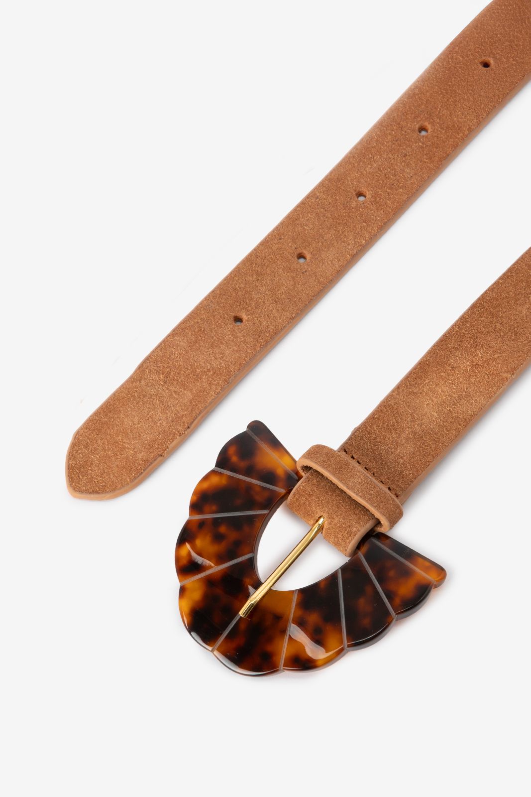 Lichtbruine su&egrave;de riem met resin gesp