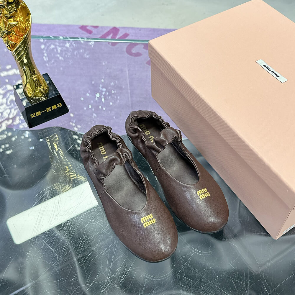MIUMIU Ruches Nappa Leather ballet flats - Top Club