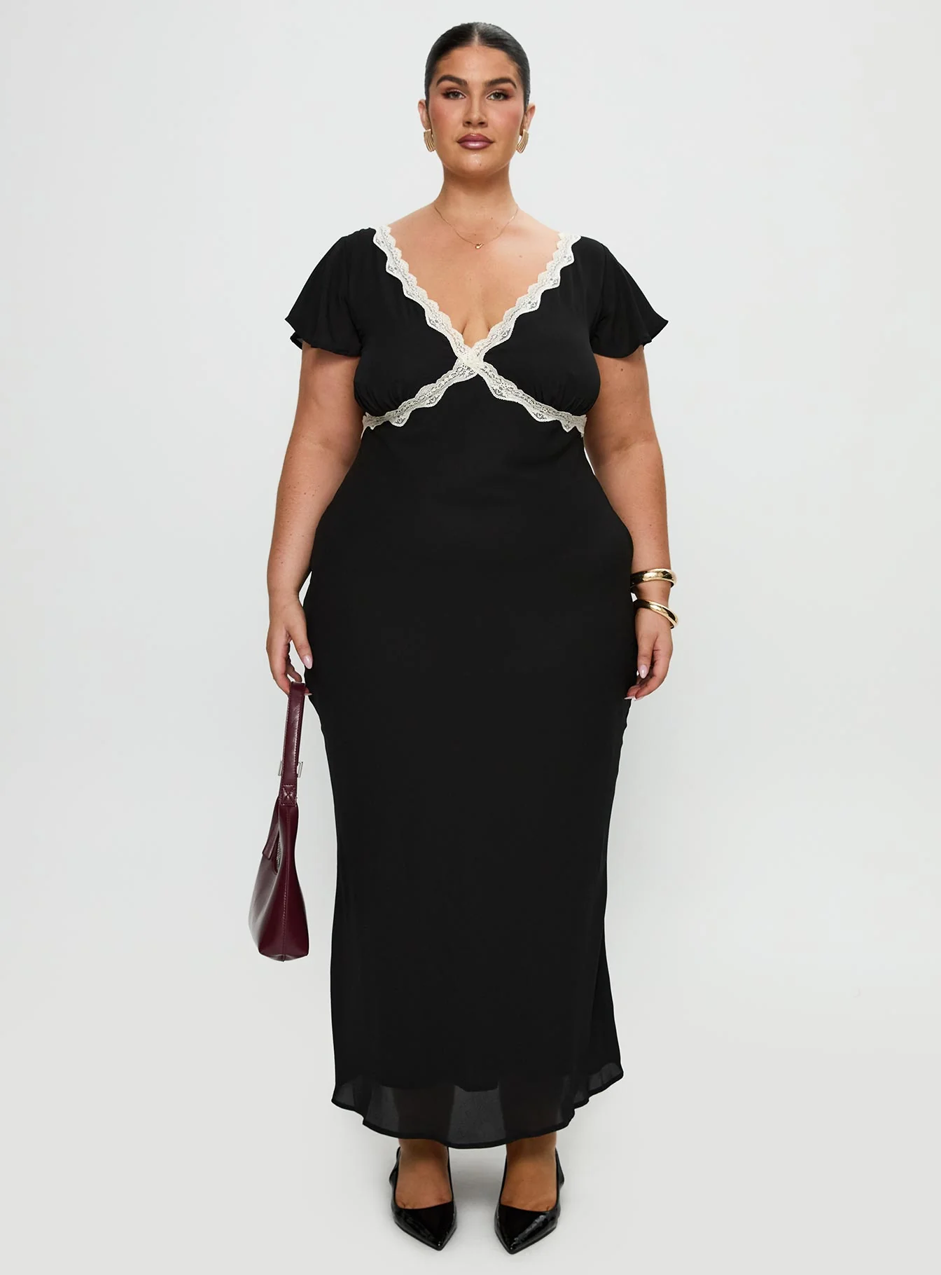Barbarita Lace Maxi Dress Black Curve