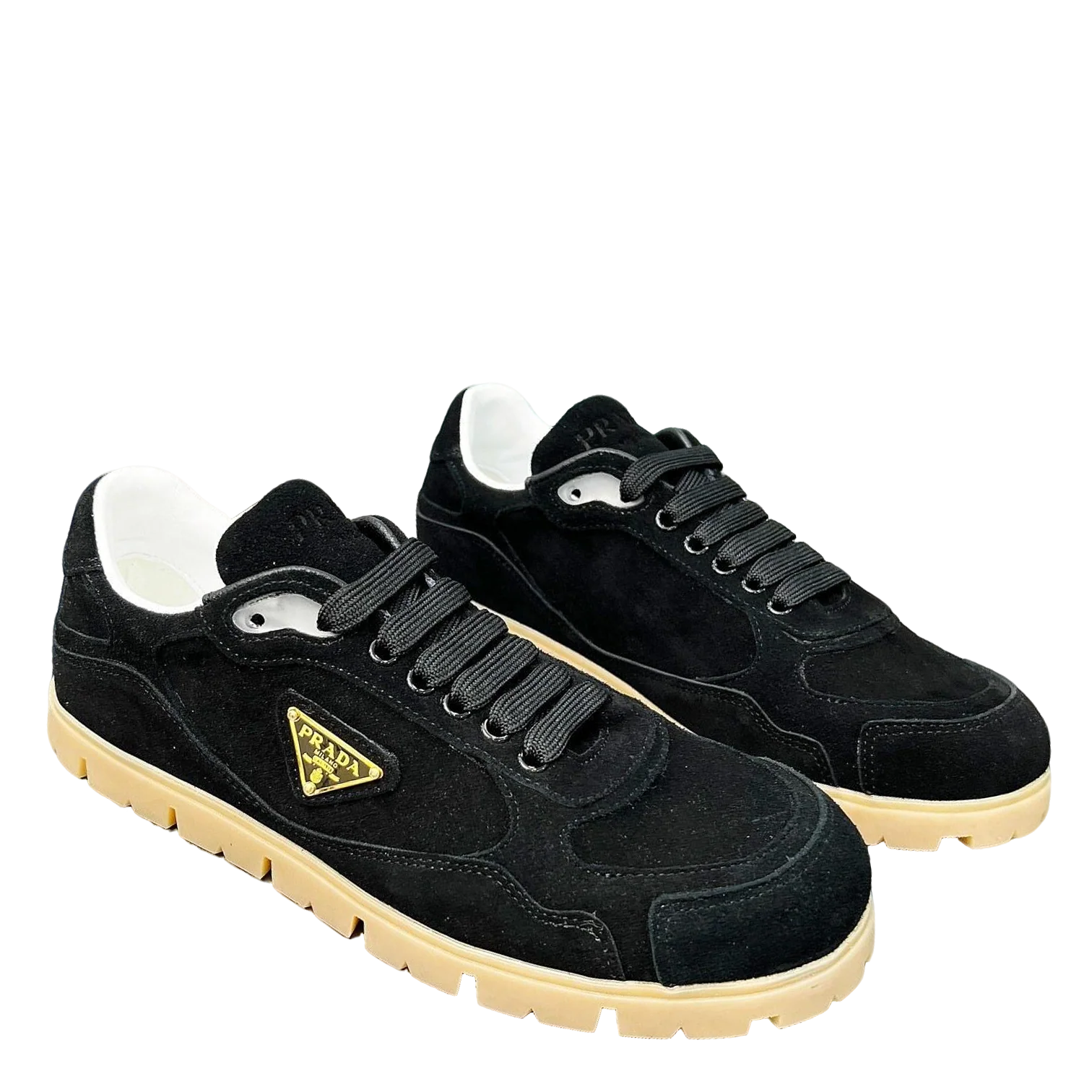 Prada Unisex Sneakers Triangle Logo Suede Luxury Sneakers - Sneaker Replica Workshop