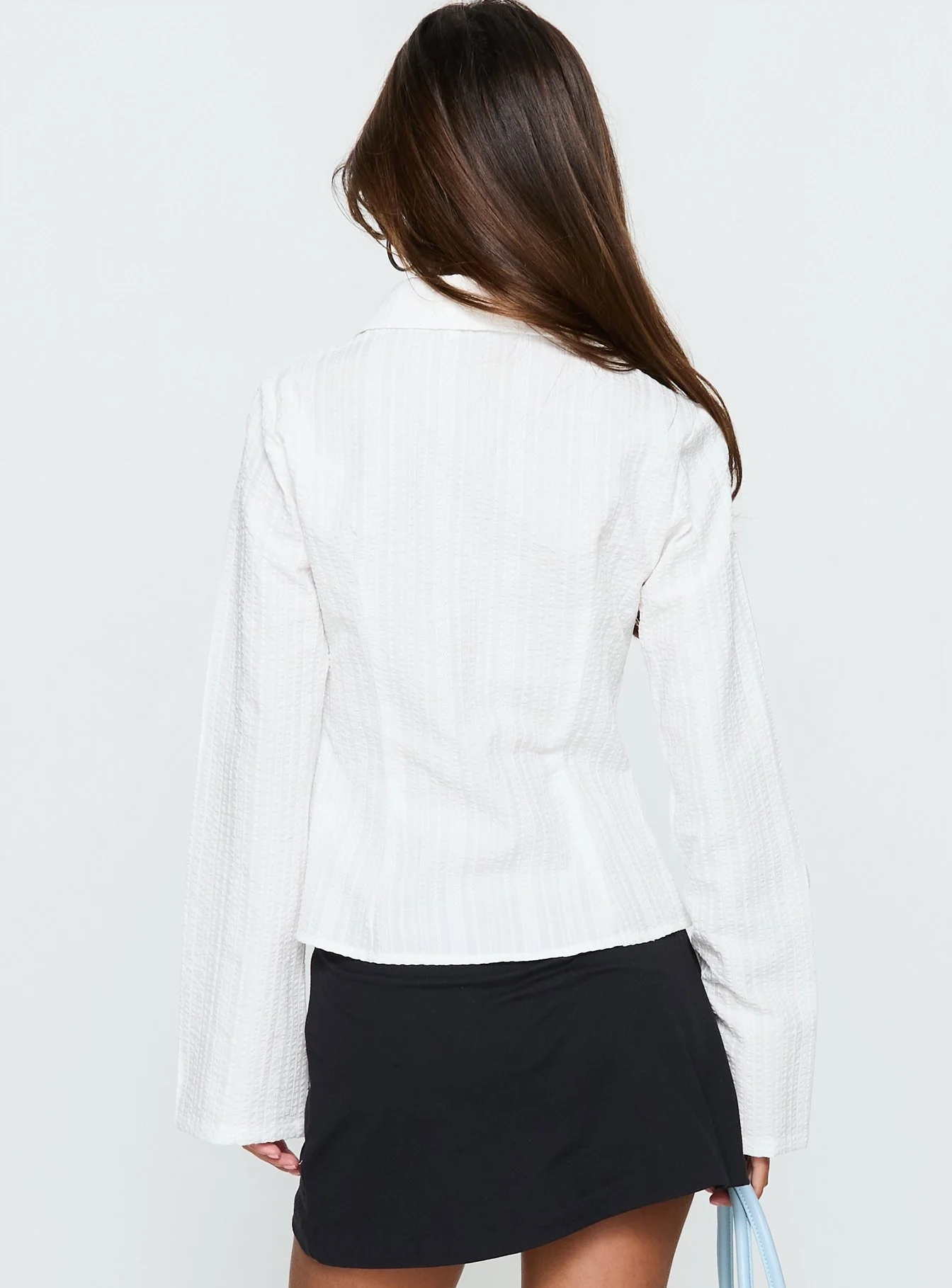 Cottesloe Long Sleeve Blouse Top Textured White