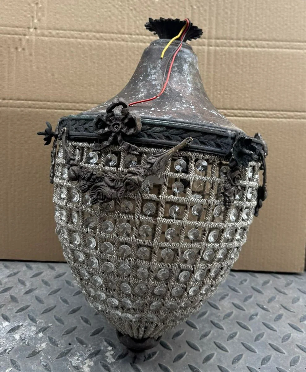 Baroque crystal pendant light oxidized H. 52 cm - Baroque style pendant lights