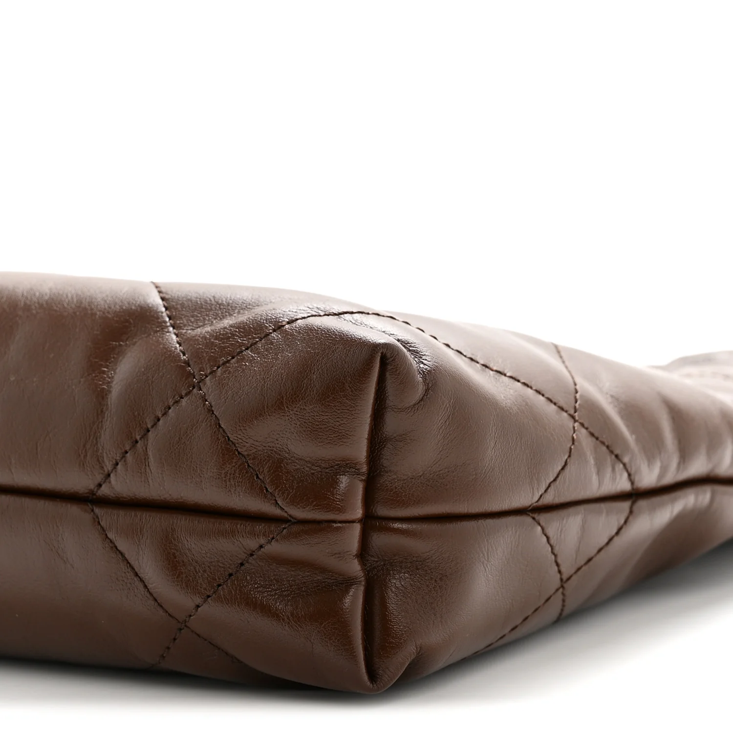 Shiny Calfskin Quilted Mini Chanel 22 Brown - Top Club