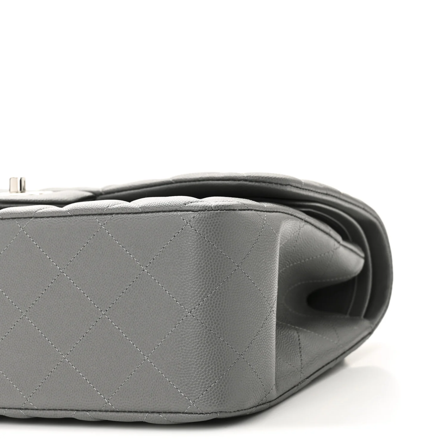 Caviar Quilted Jumbo Double Flap Grey - Top Club