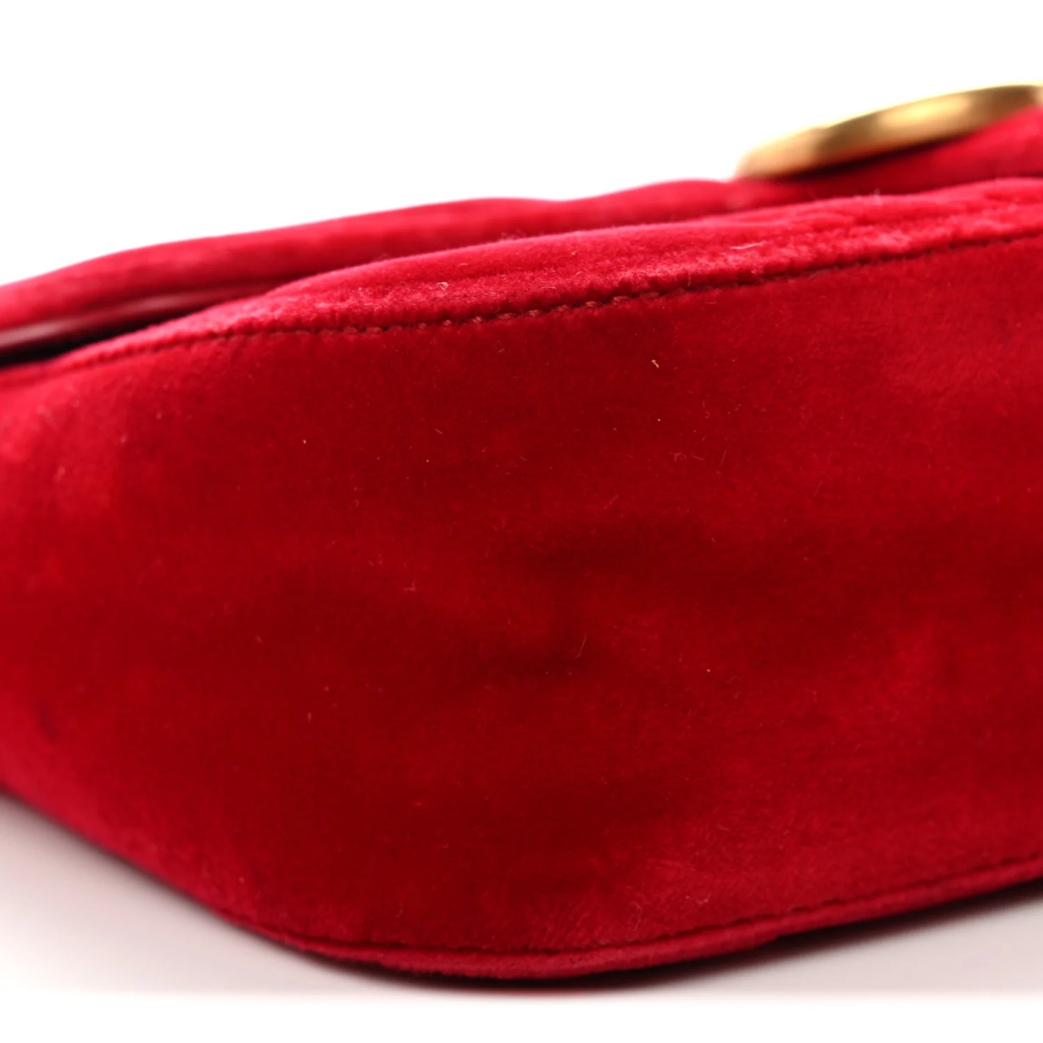 Velvet Matelasse Mini GG Marmont Shoulder Bag Hibiscus Red - Top Club
