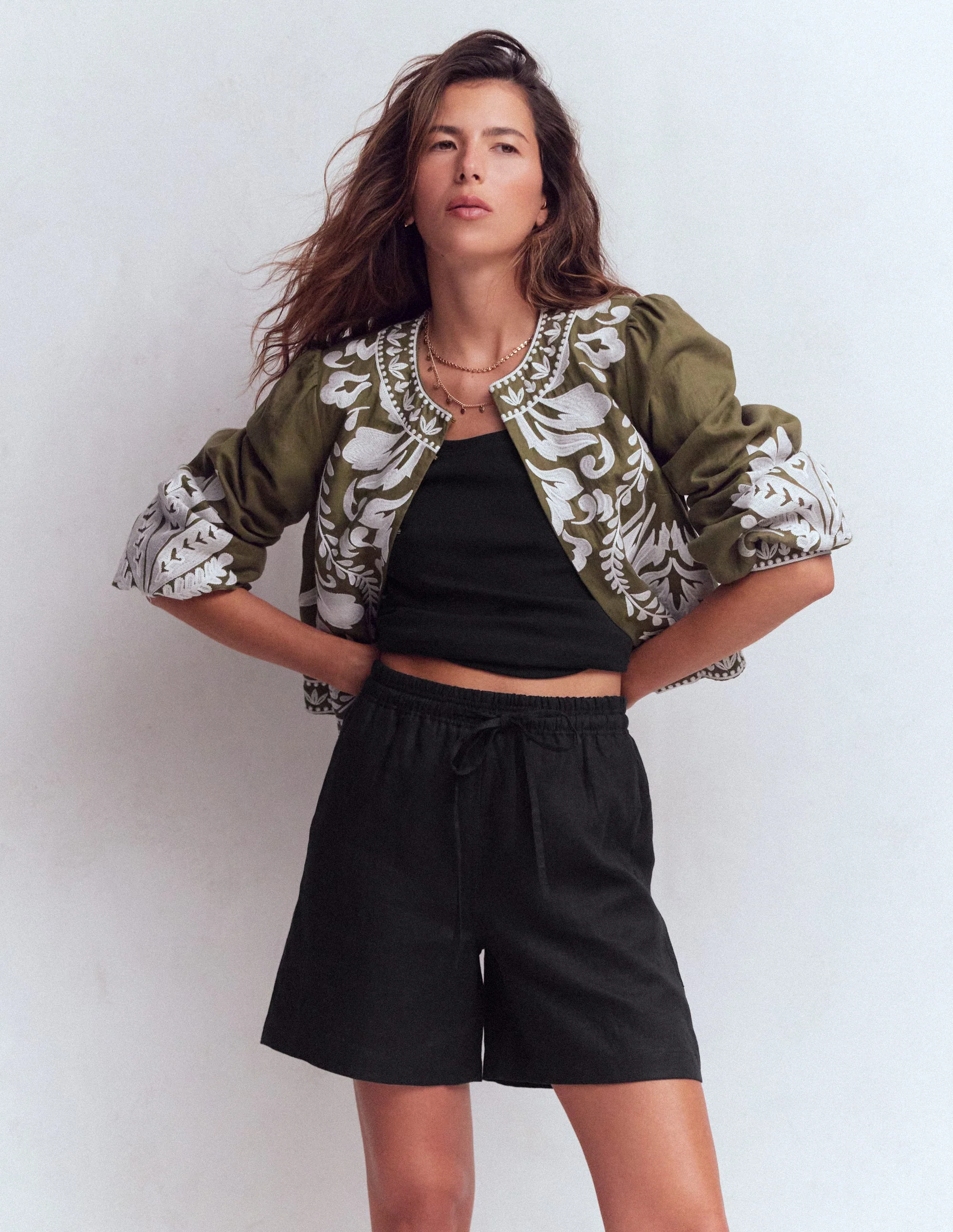 Islington Leinenshorts-Schwarz