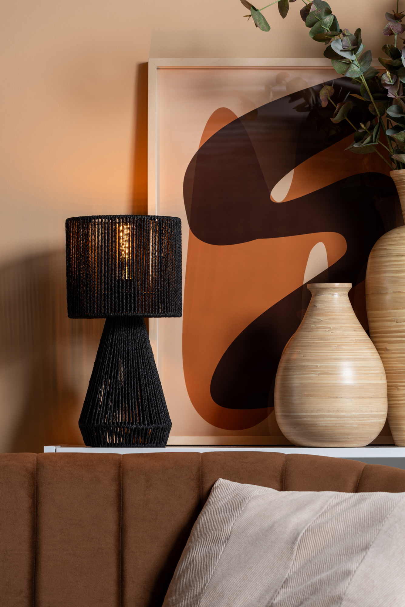 Table lamp Forma cone paper rope black