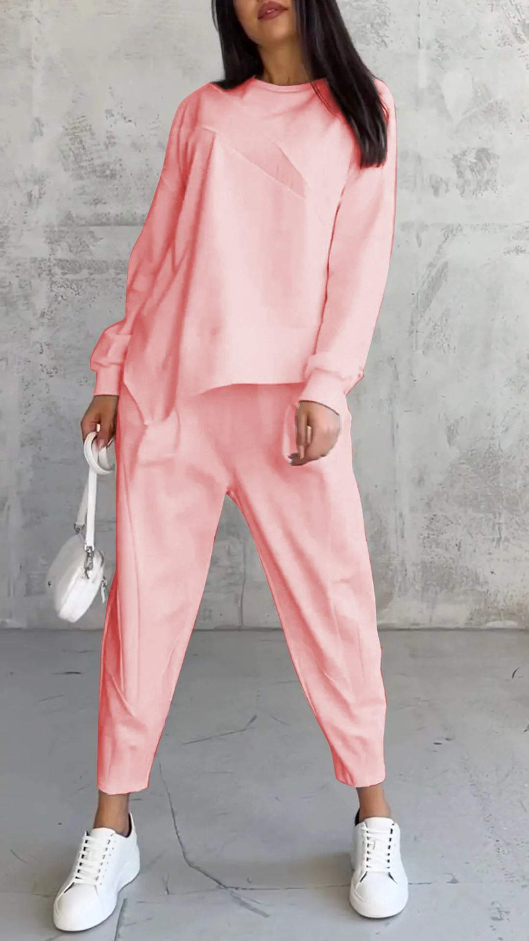 Women's Loose Crew Neck Long Sleeve Sweatshirt and Harem Pants Set - Nordfashionstorm - Women's Clothing, Fashion for You - Nordfashionstorm.com