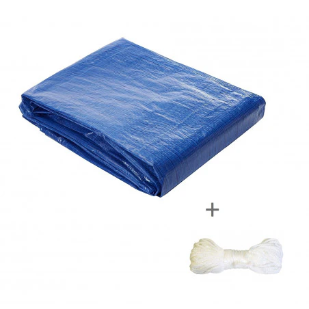 REFUGIO RAFIA waterproof canvas awning 3.6 X 5.4 with 20 m nylon rope - blue