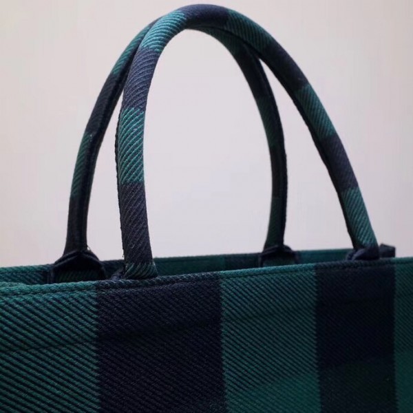 D Book Tote Bag  Check Embroidered Canvas - Top Club
