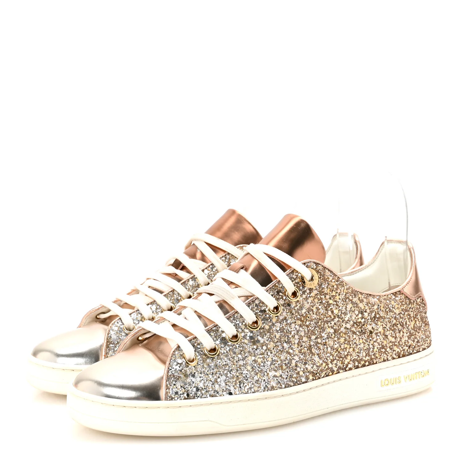 Metallic Glitter Frontrow Sneakers 37 Rose Gold - Top Club