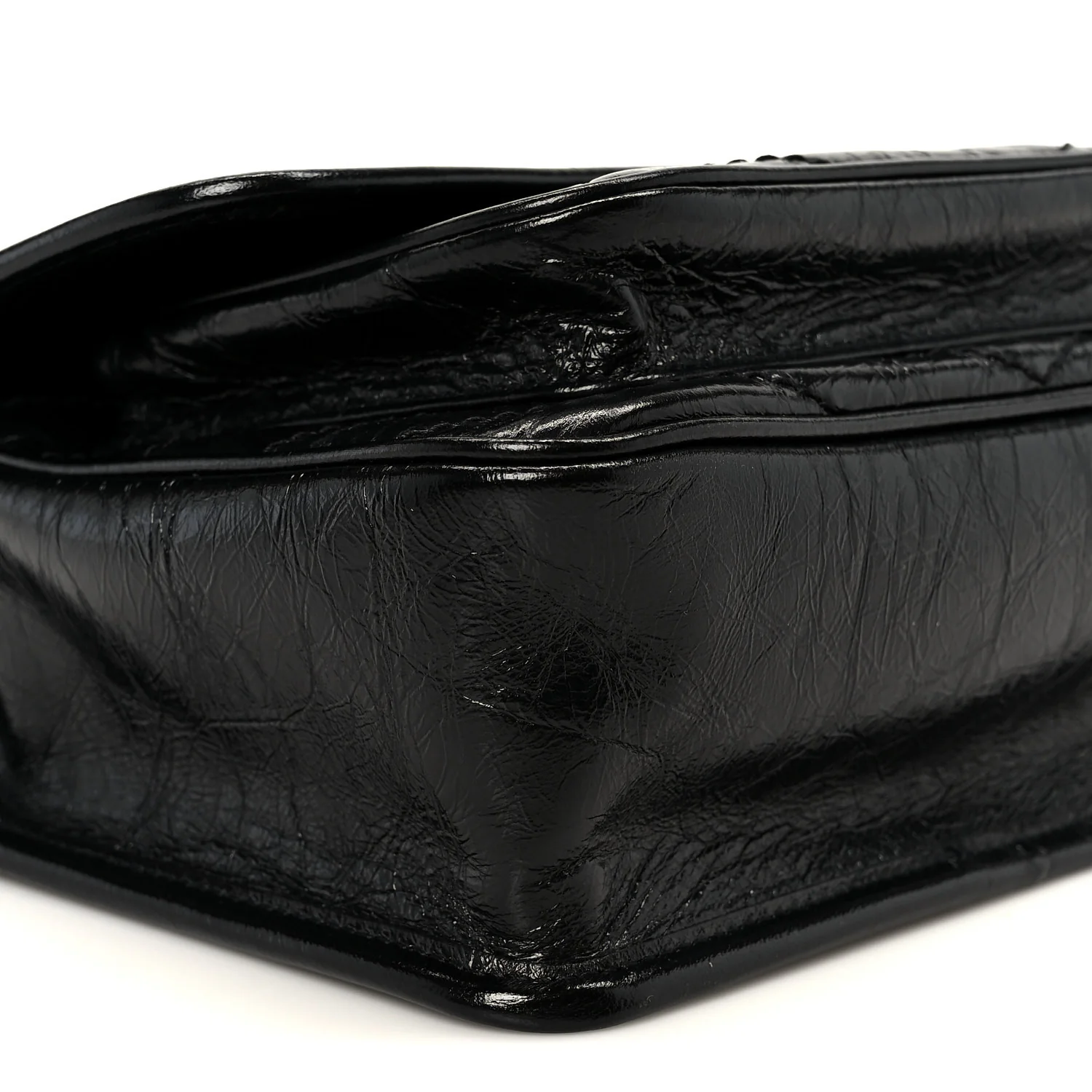 Crinkled Calfskin Matelasse Monogram Baby Niki Chain Satchel Black - Top Club