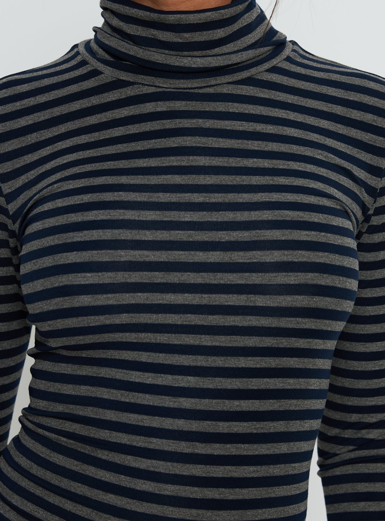 Temika Long Sleeve Backless Top Navy Stripe