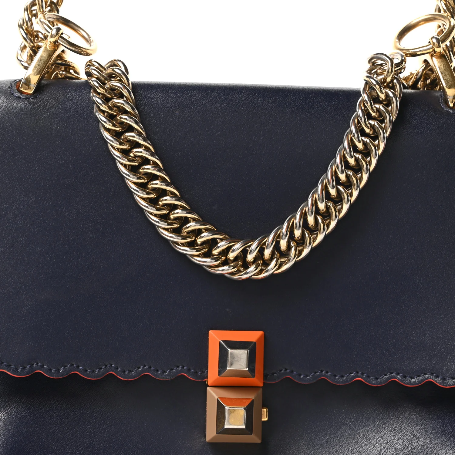 Vitello Liberty Scalloped Studded Small Kan I Shoulder Bag Blueberry - Top Club