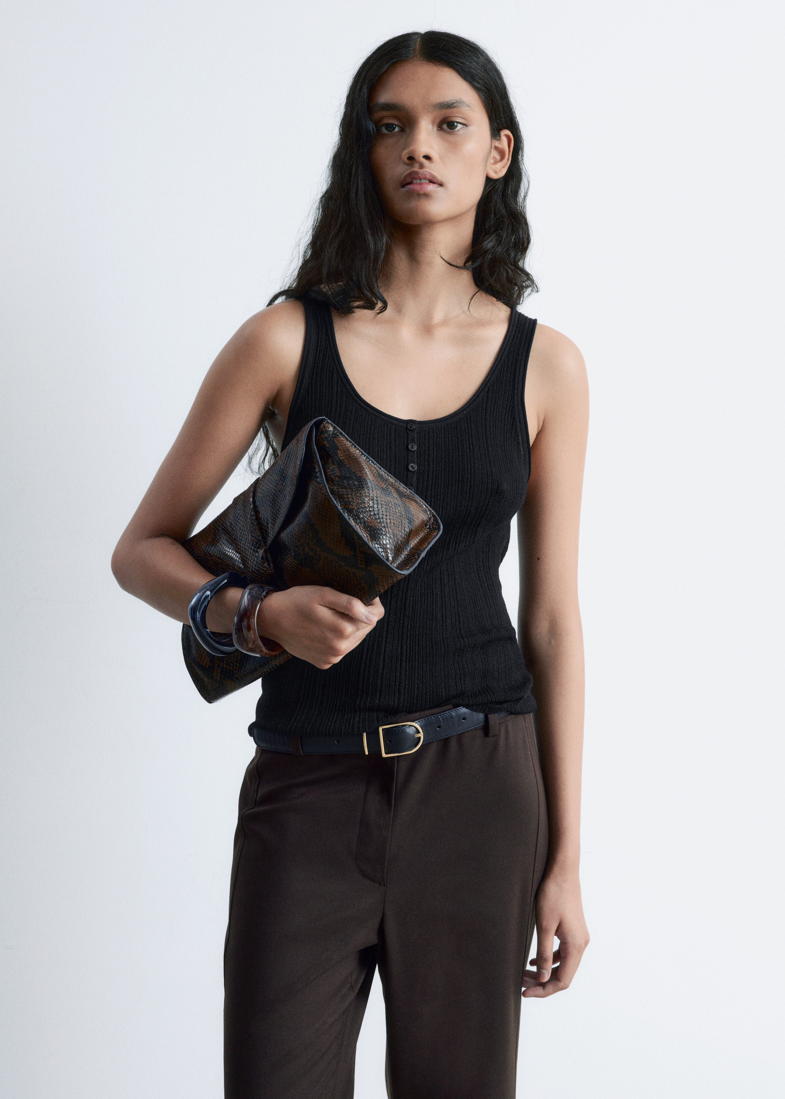 & Other Stories SCOOP-NECK RIB-KNIT TANK TOP