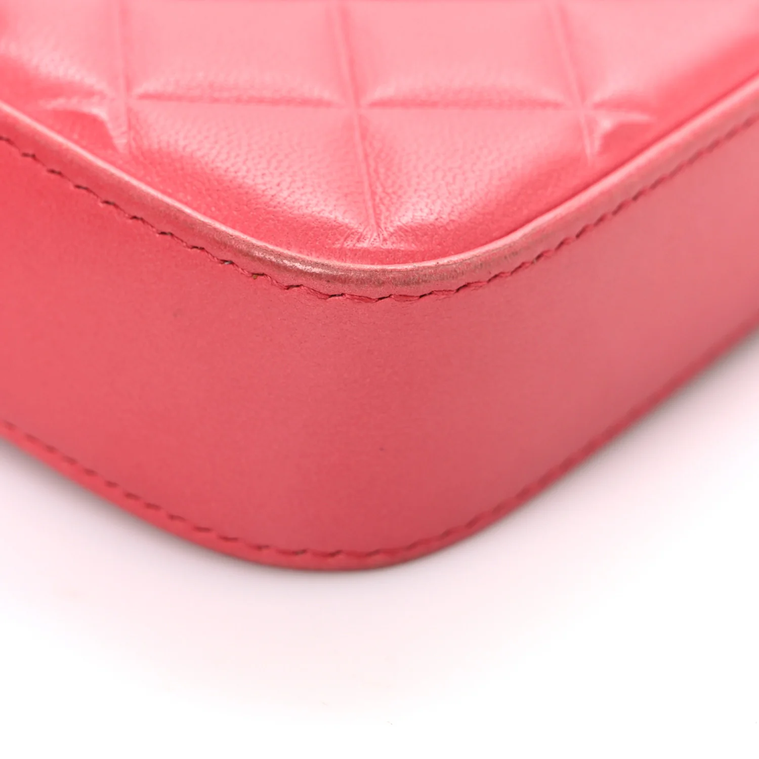Lambskin Quilted Small Clutch With Chain Pink - Top Club