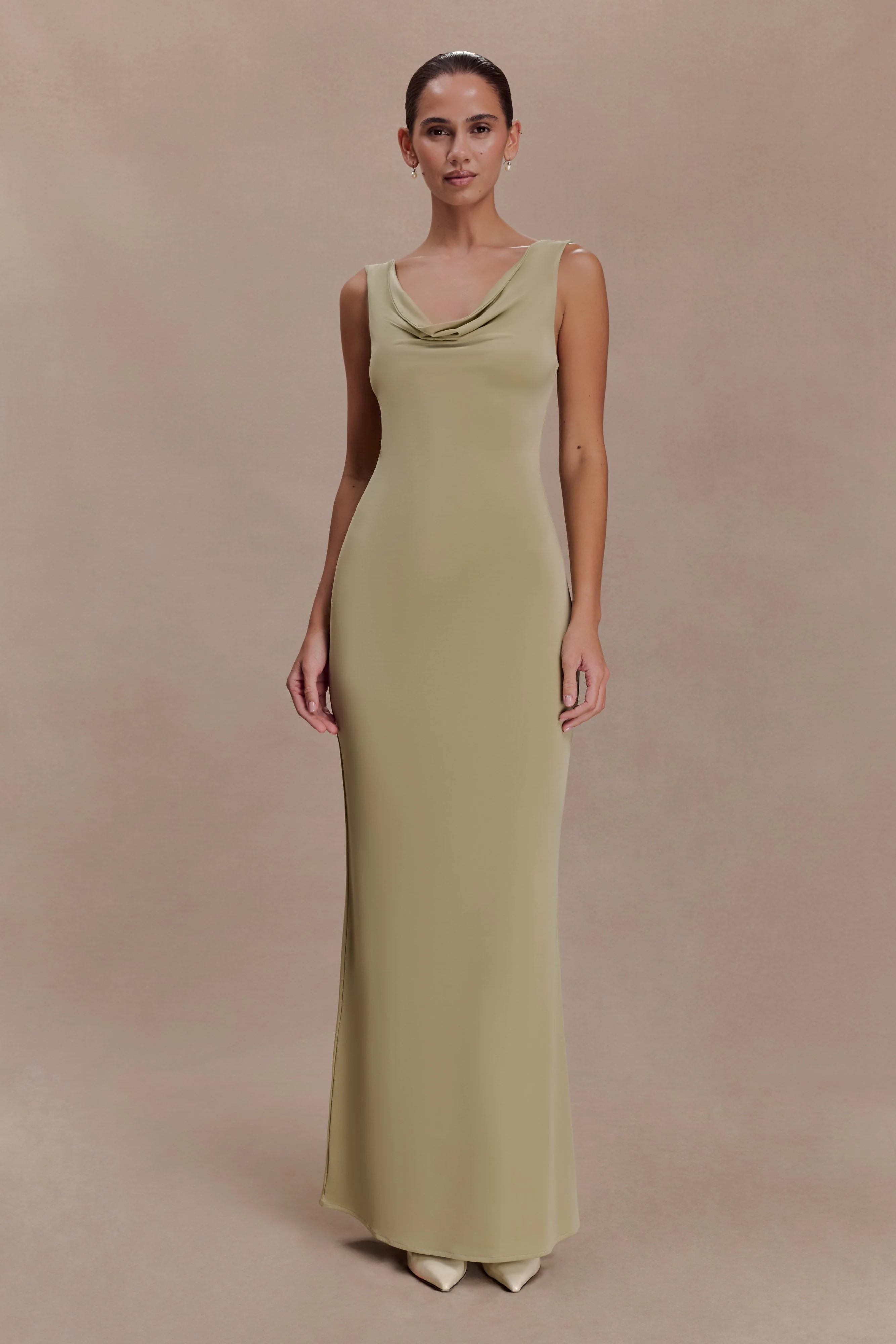 Marta Slinky Cowl Maxi Dress - Sage