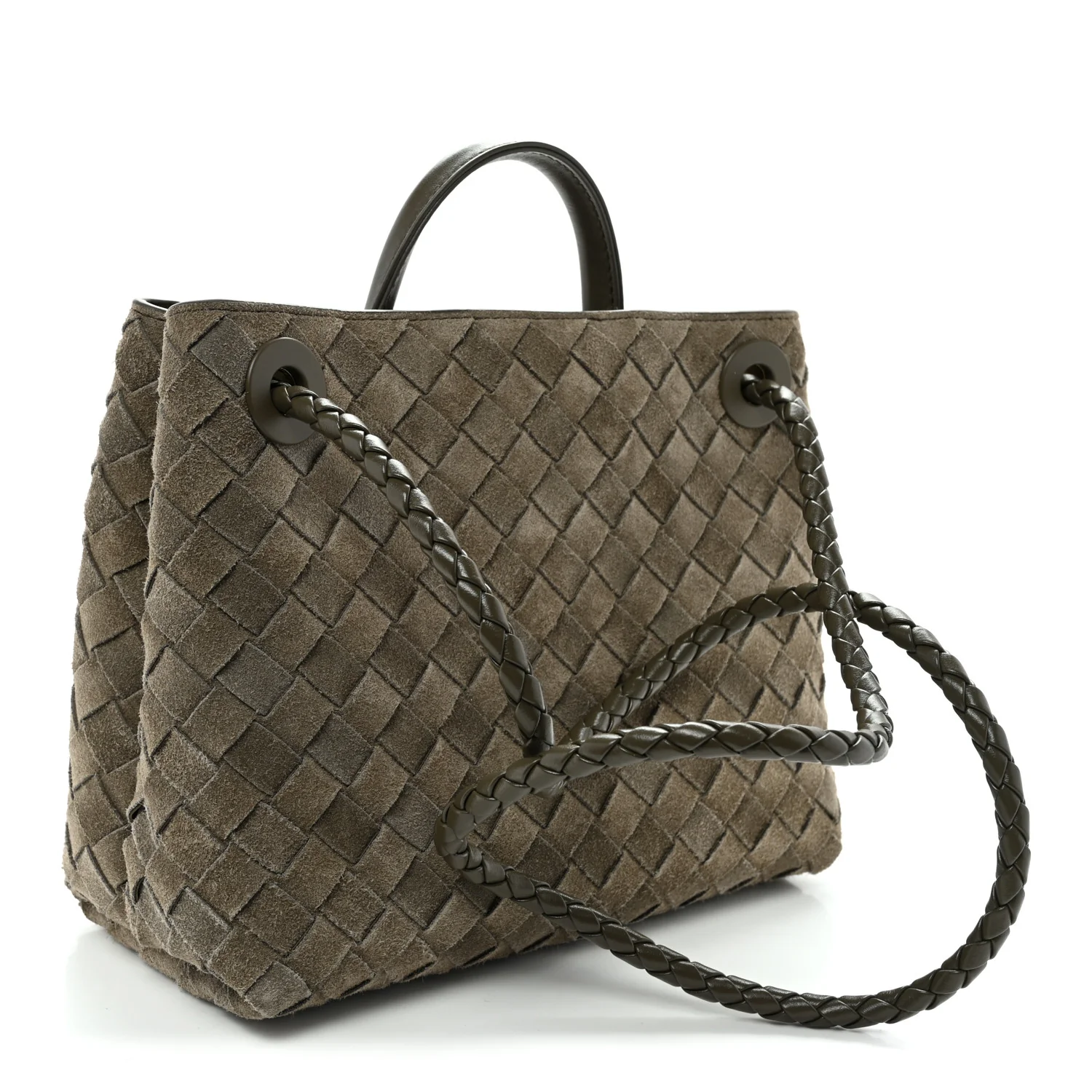 Suede Intrecciato Small Andiamo Shoulder Bag Cypress - Top Club