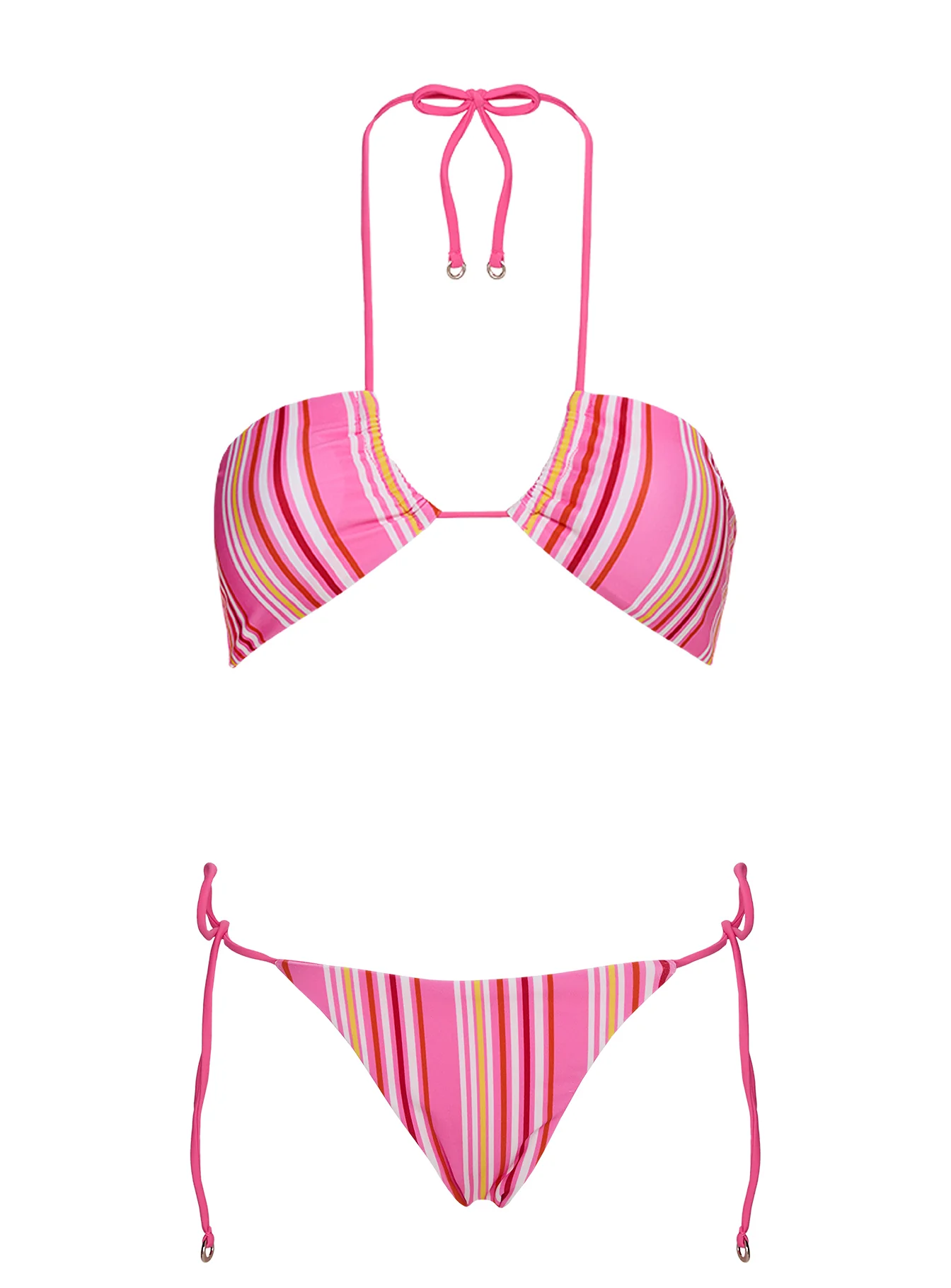 Fluera High Side Tie Bikini Bottoms Pink Stripe