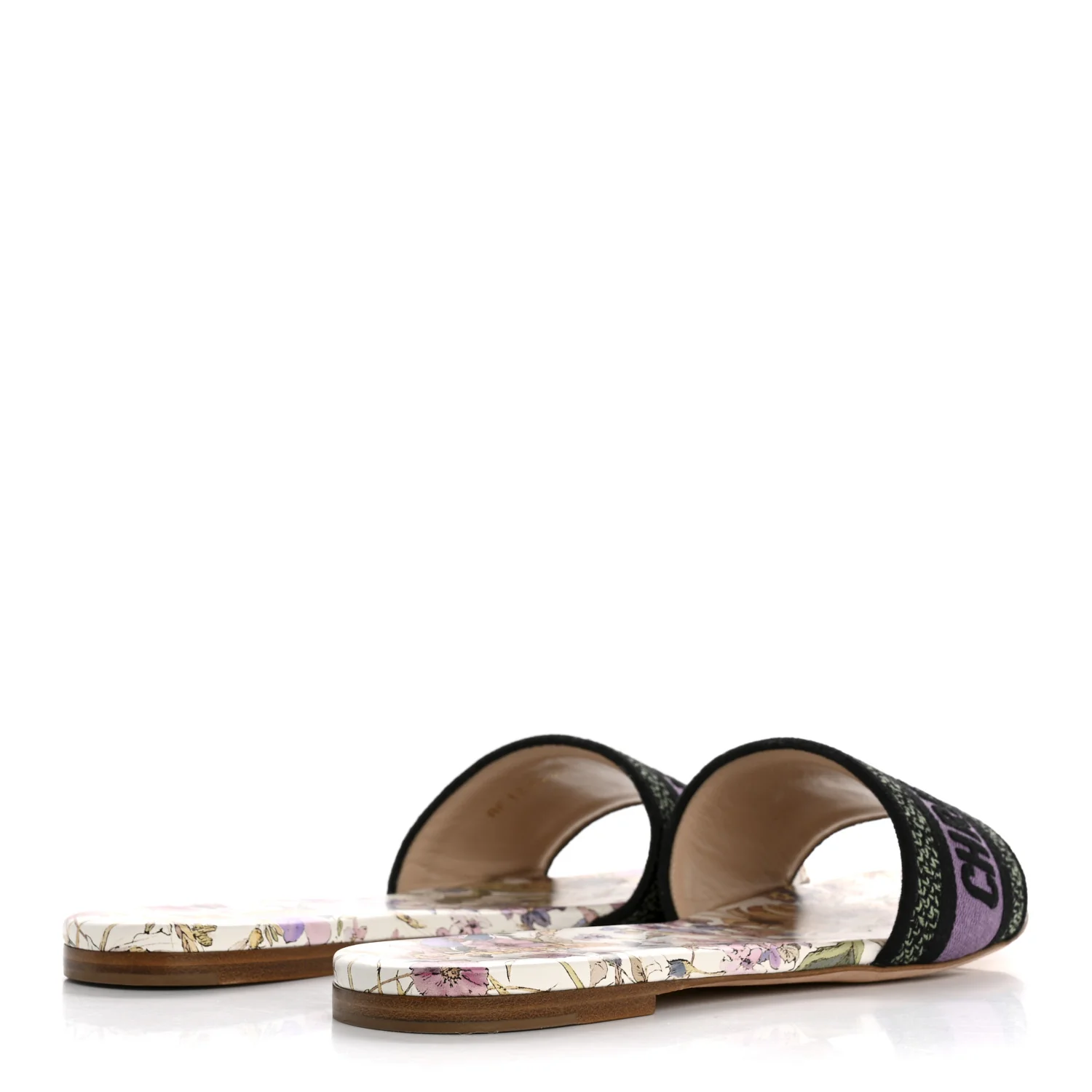 Canvas Embroidered 4 Saisons Dway Flat Slide Sandals 41 Lilac - Top Club