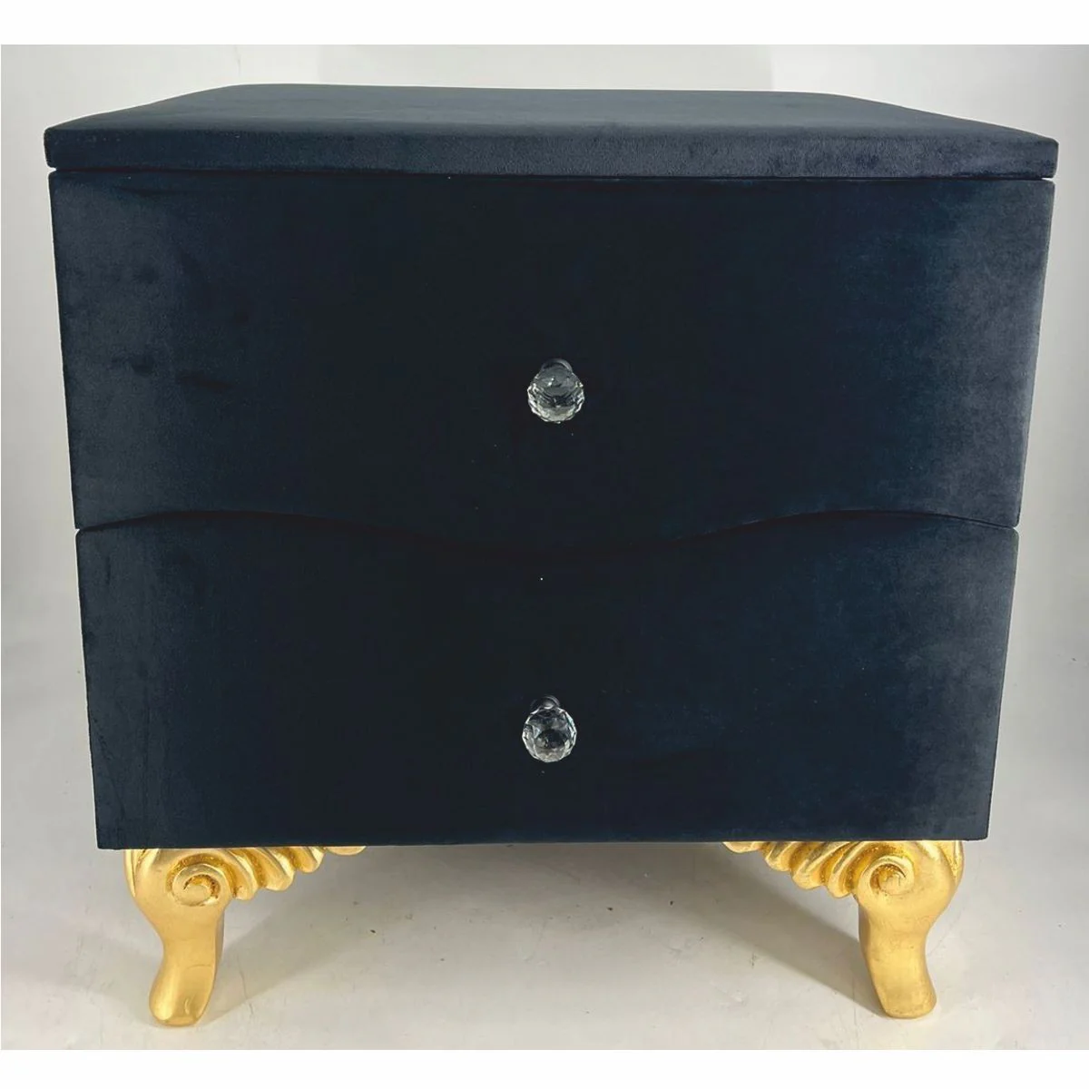 Baroque night dresser with 2 drawers black / gold - baroque style bedroom furniture