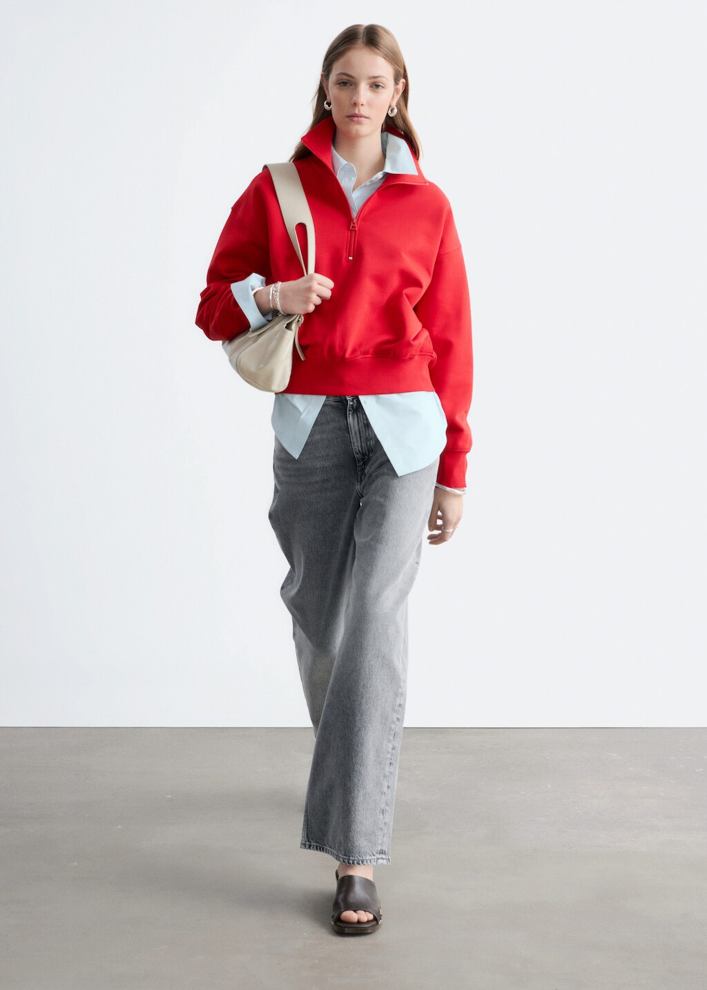 & Other Stories FUNNEL-NECK ZIP-UP SWEATSHIRT