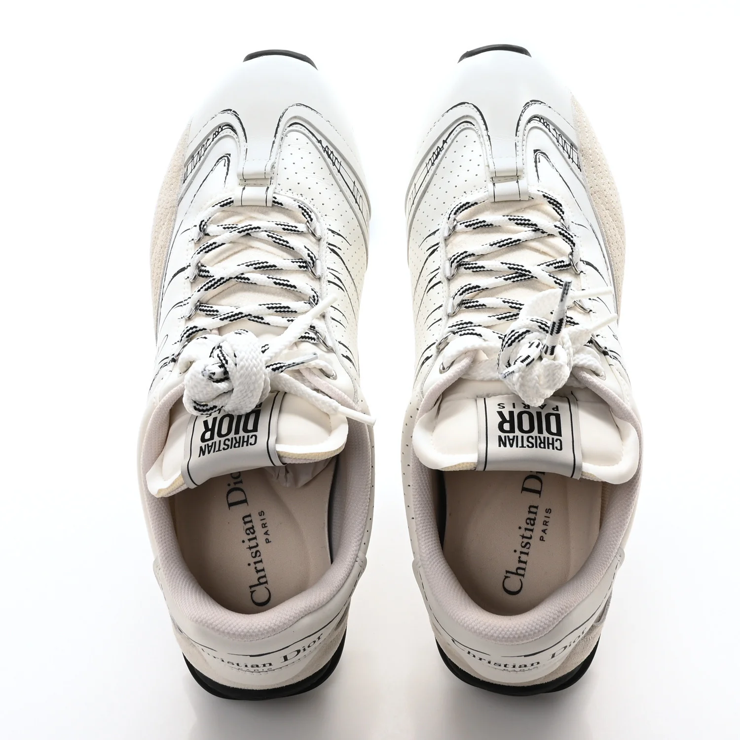 Calfskin Nylon Womens D-Sketch Sneakers 41 White
