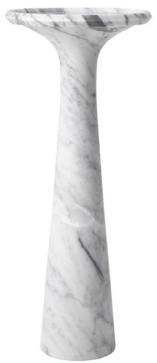 Luxury side table white Ø 30 x H. 71.5 cm - Round side table made of high-quality Carrara marble - Luxury furniture