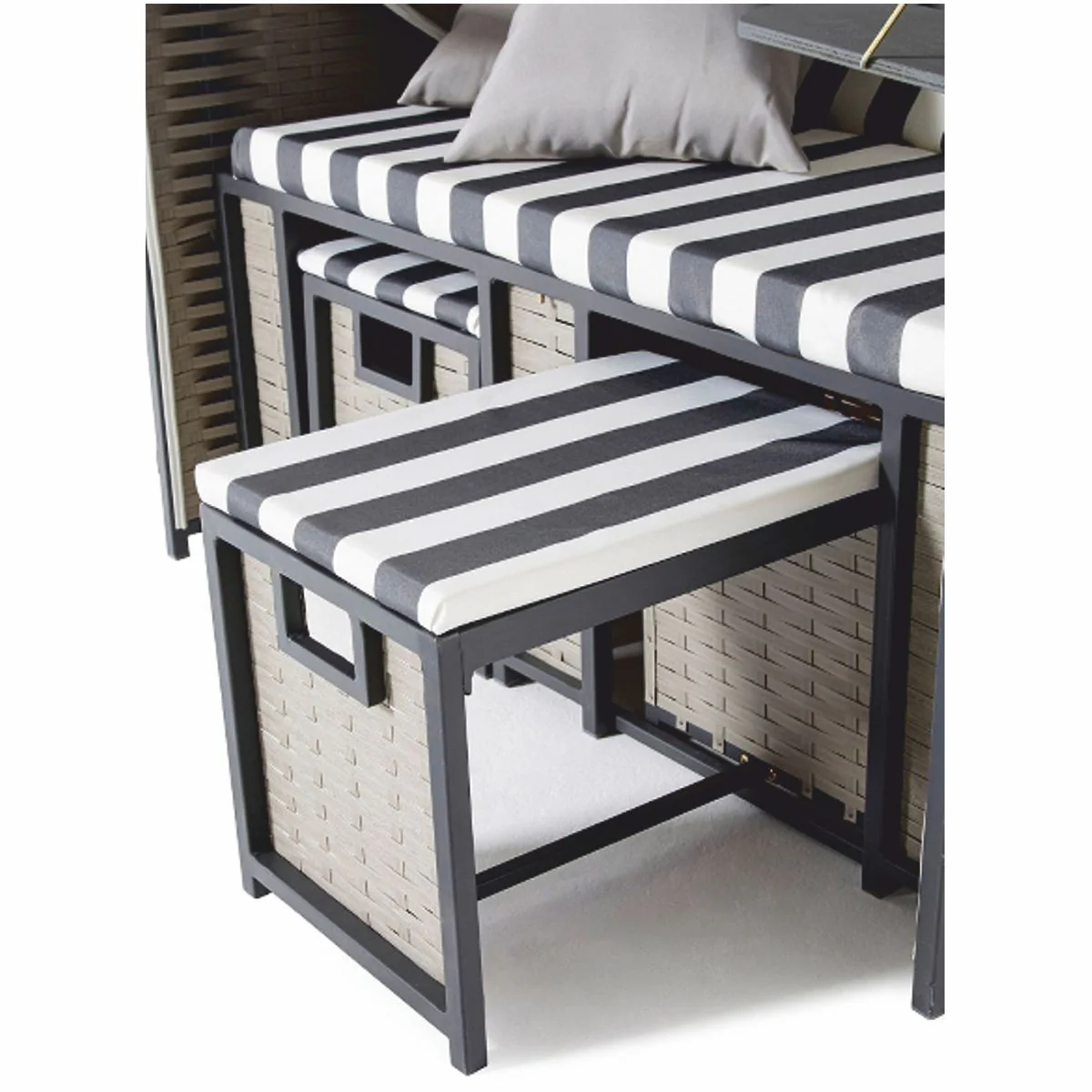 Beach chair with roof gray / white 114 x 72 x H. 160 cm