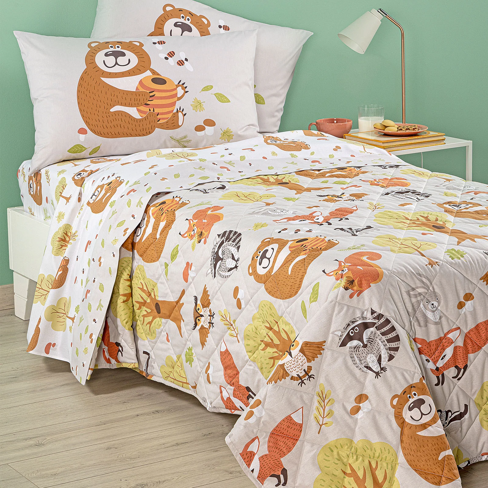 Quilted cotton bedspread natural single boschetto caleffi kids