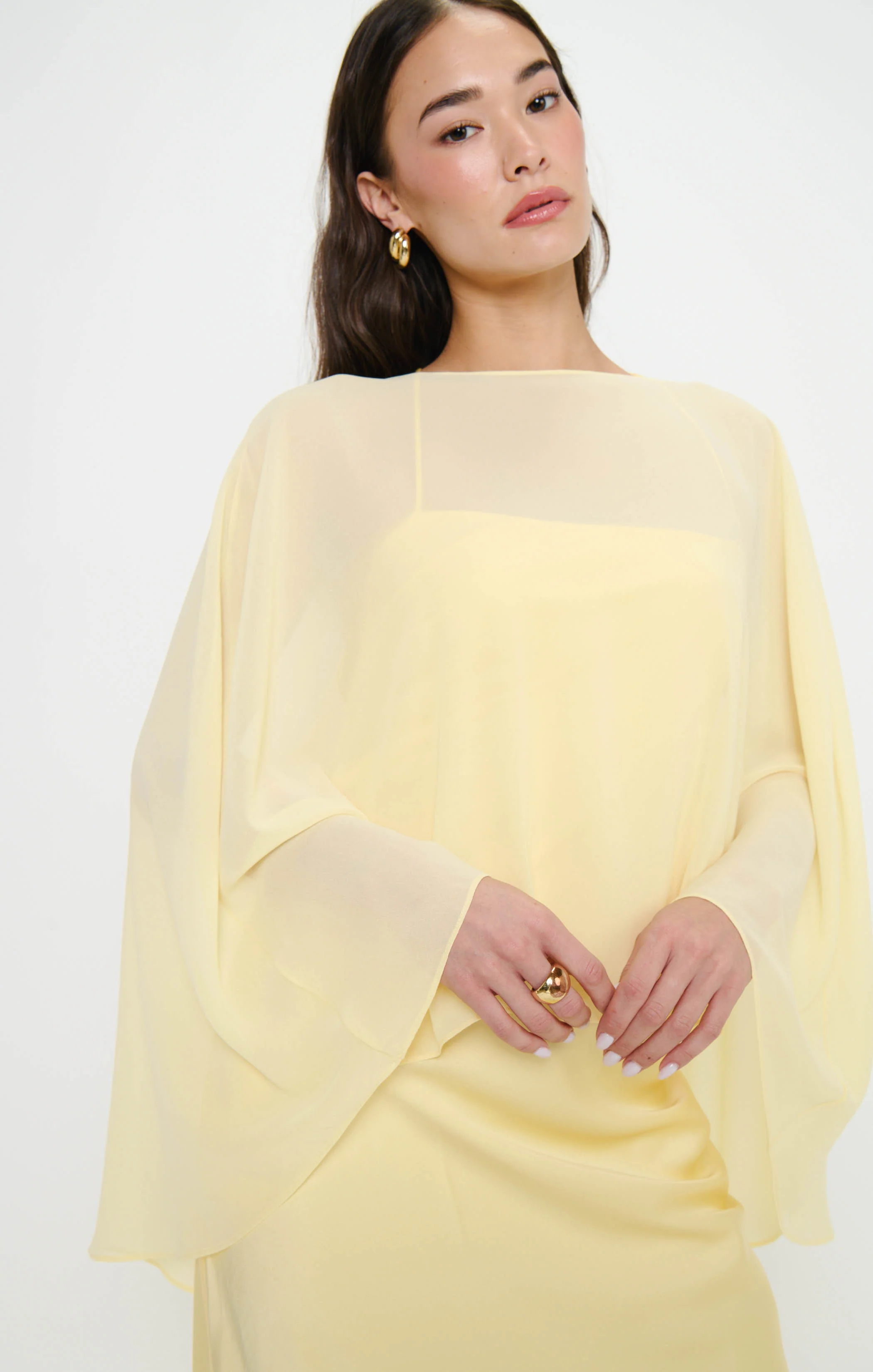 Cherish Cape ~ Pale Yellow Chiffon