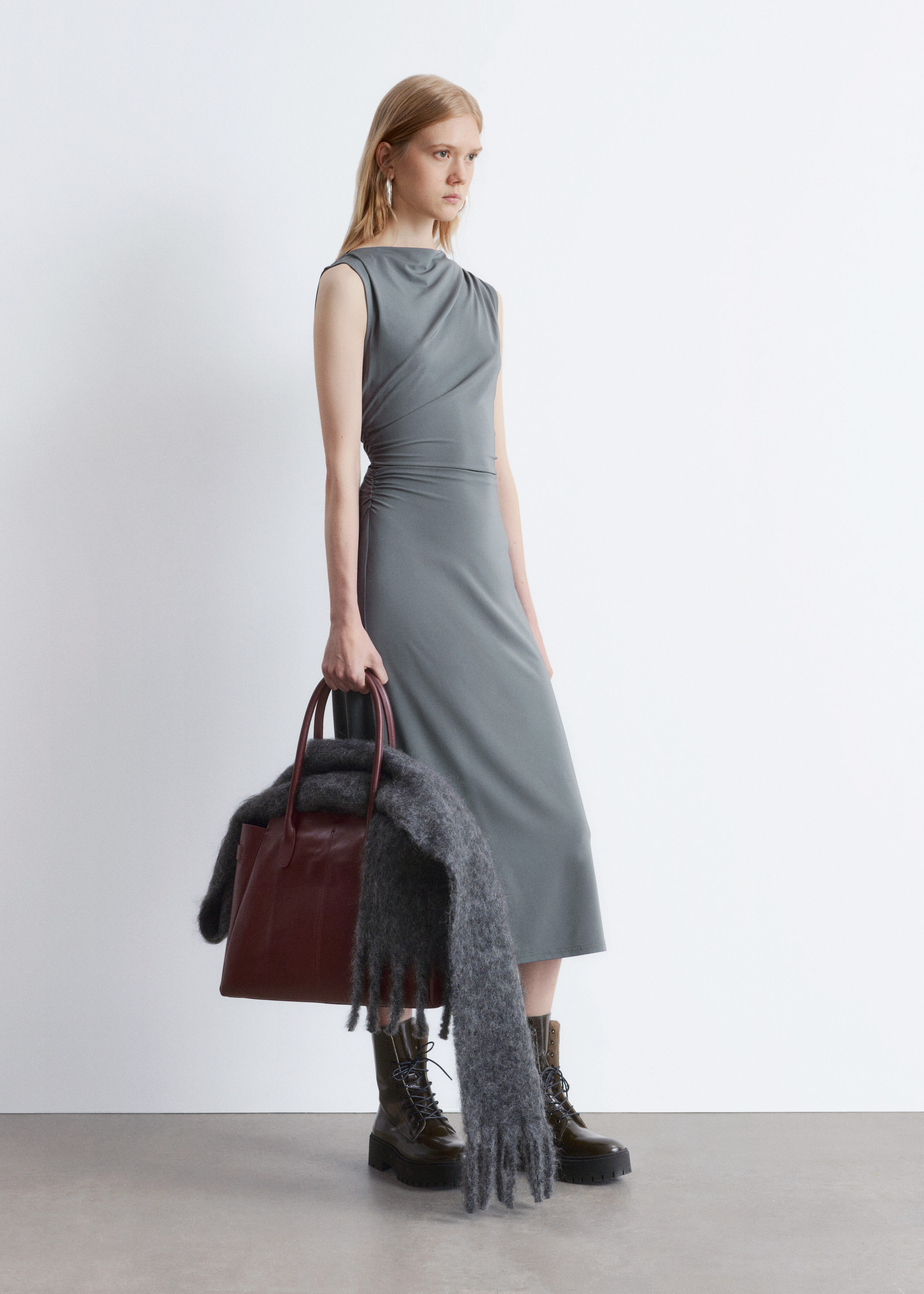 & Other Stories SLEEVELESS DRAPED MIDI DRESS