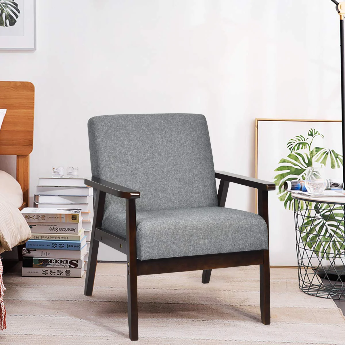 BEFOUNDLOVELY Mid-Century Modern Accent Chair, Retro Fabric Armchair