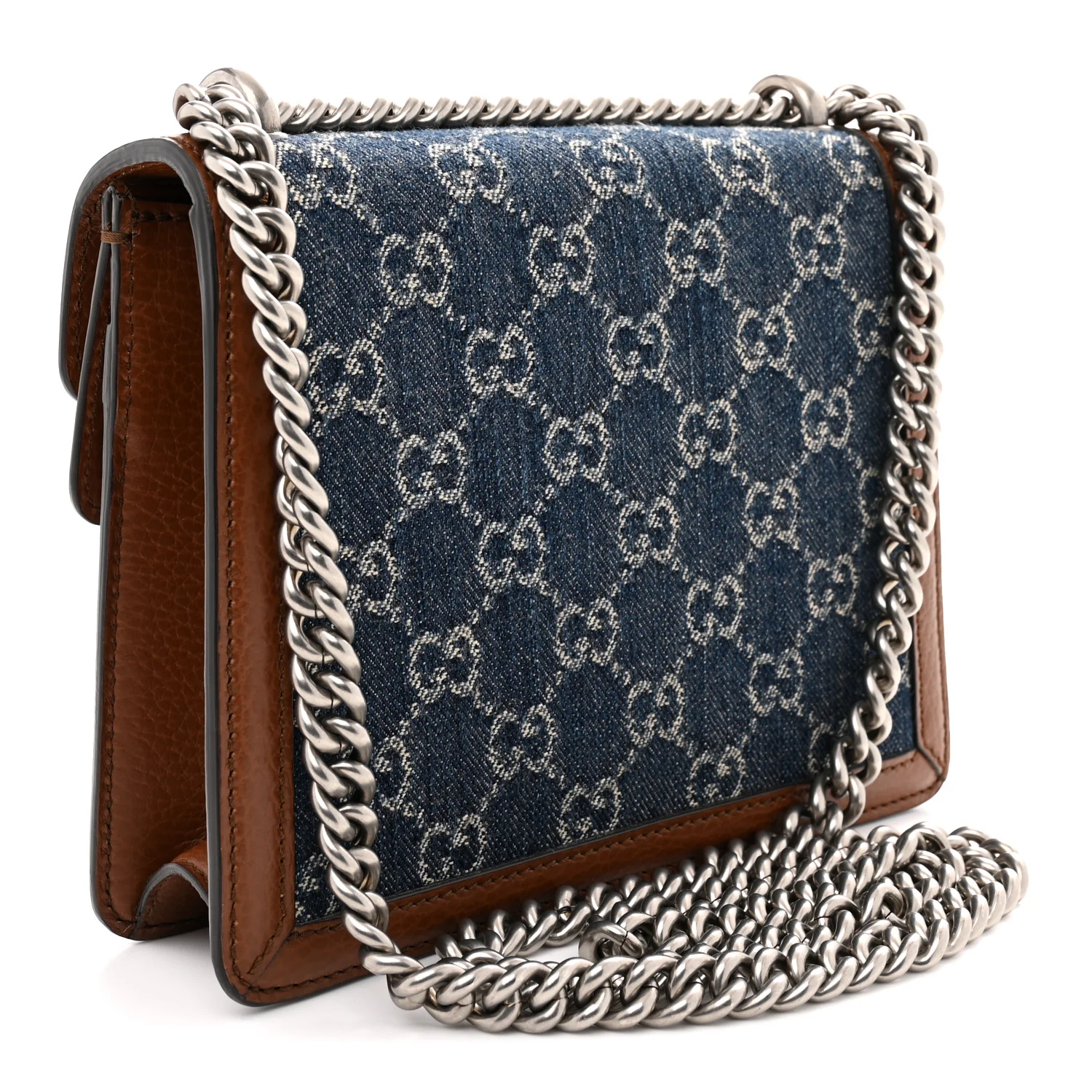 New Denim GG Monogram Dollar Calfskin Enamel Mini Dionysus Shoulder Bag Blue Tea Cuir Epilog Electric Blue - Top Club