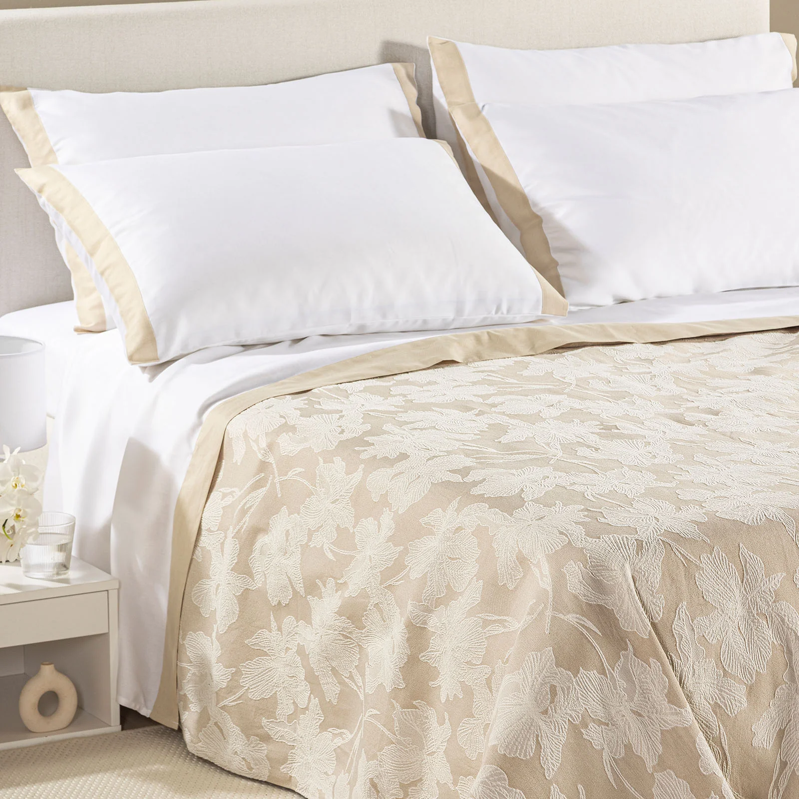 Copriletto Non Trapuntato In Cotone Cala Luna Matrimoniale Naturale Primanatura