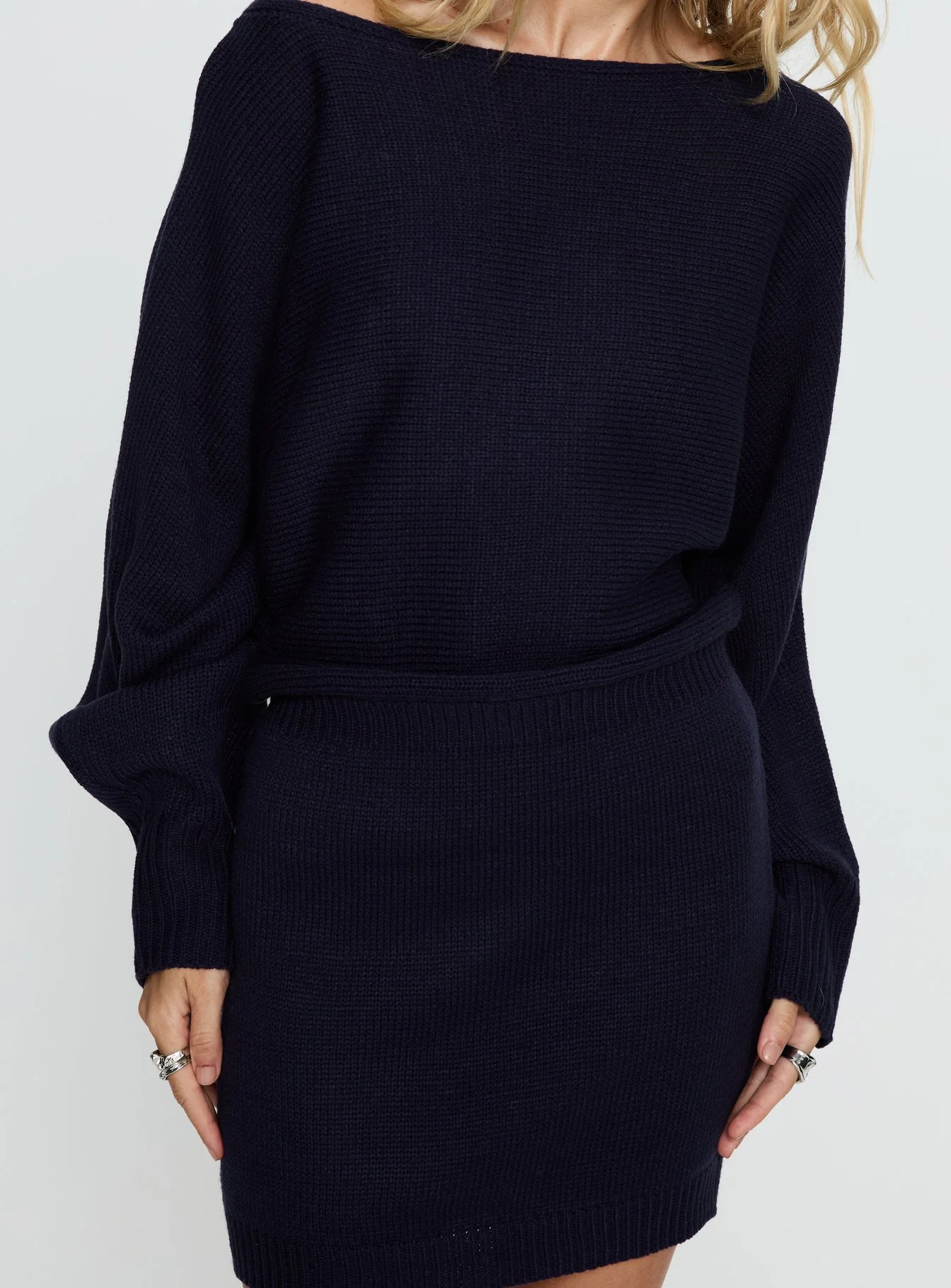 Bellamie Long Sleeve Mini Dress Navy