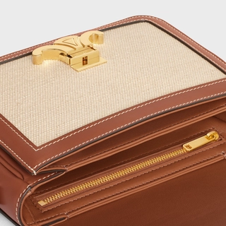TEEN TRIOMPHE BAG IN TEXTILE AND CALFSKIN NATURAL / TAN - Top Club