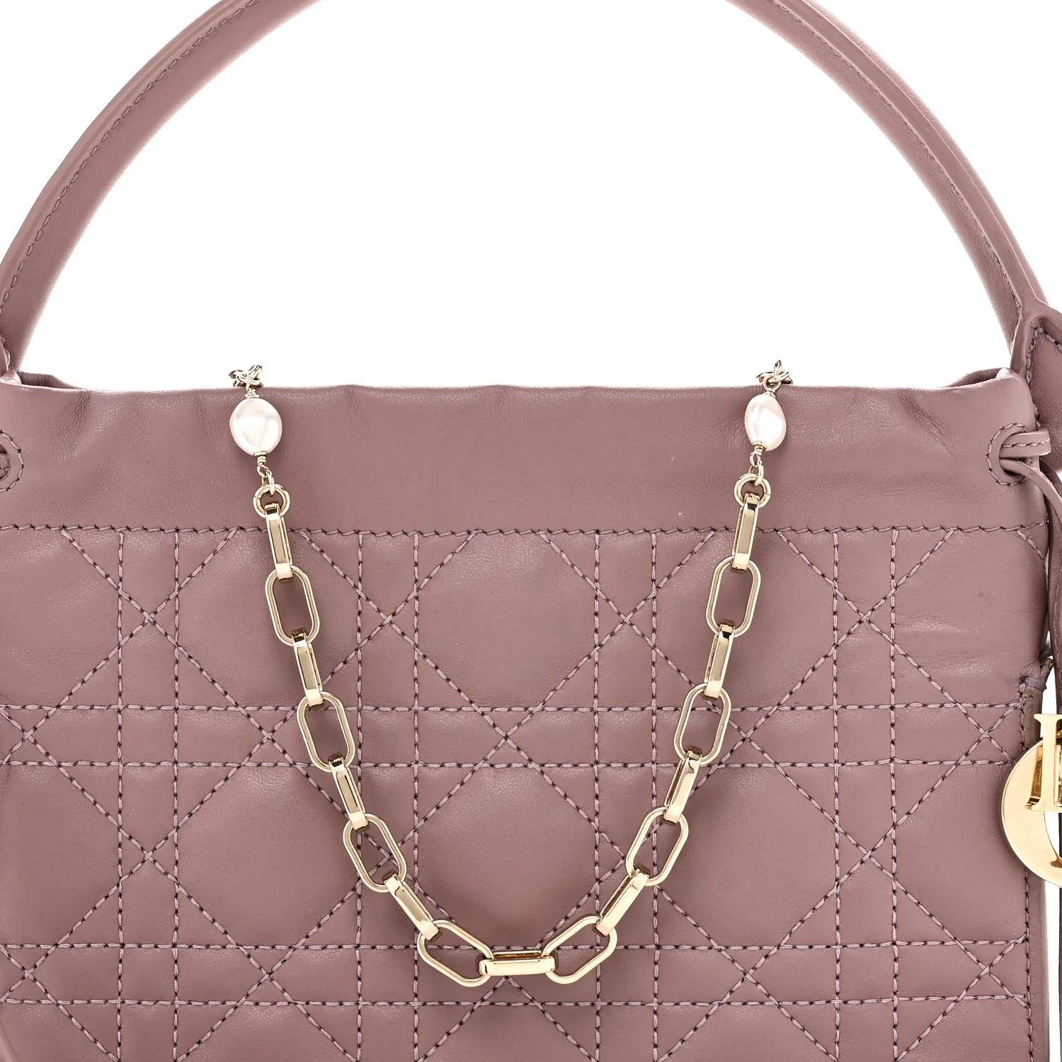 Lambskin Cannage Milly Mini Drawstring Bag Pink Peony - Top Club