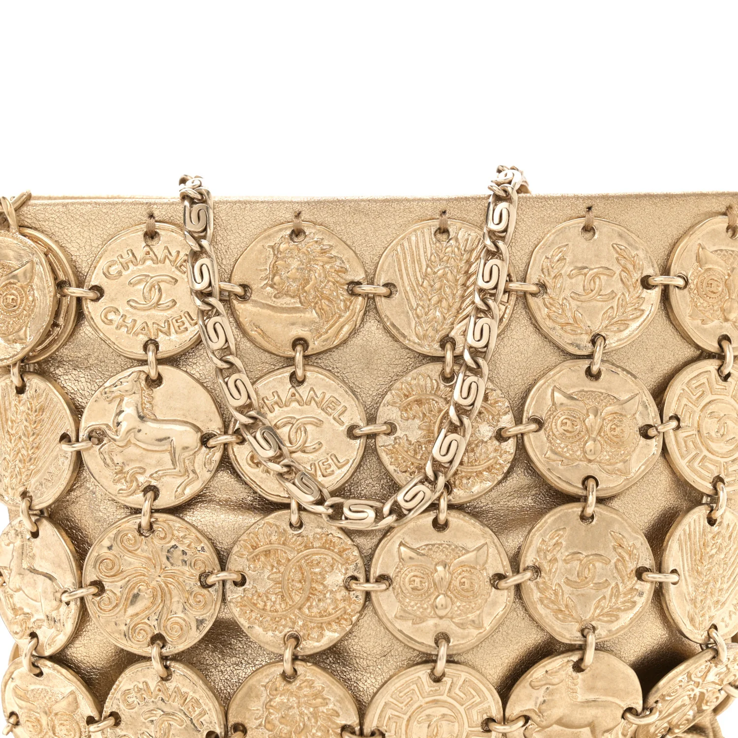 Metallic Calfskin Medallion Shoulder Bag Gold - Top Club