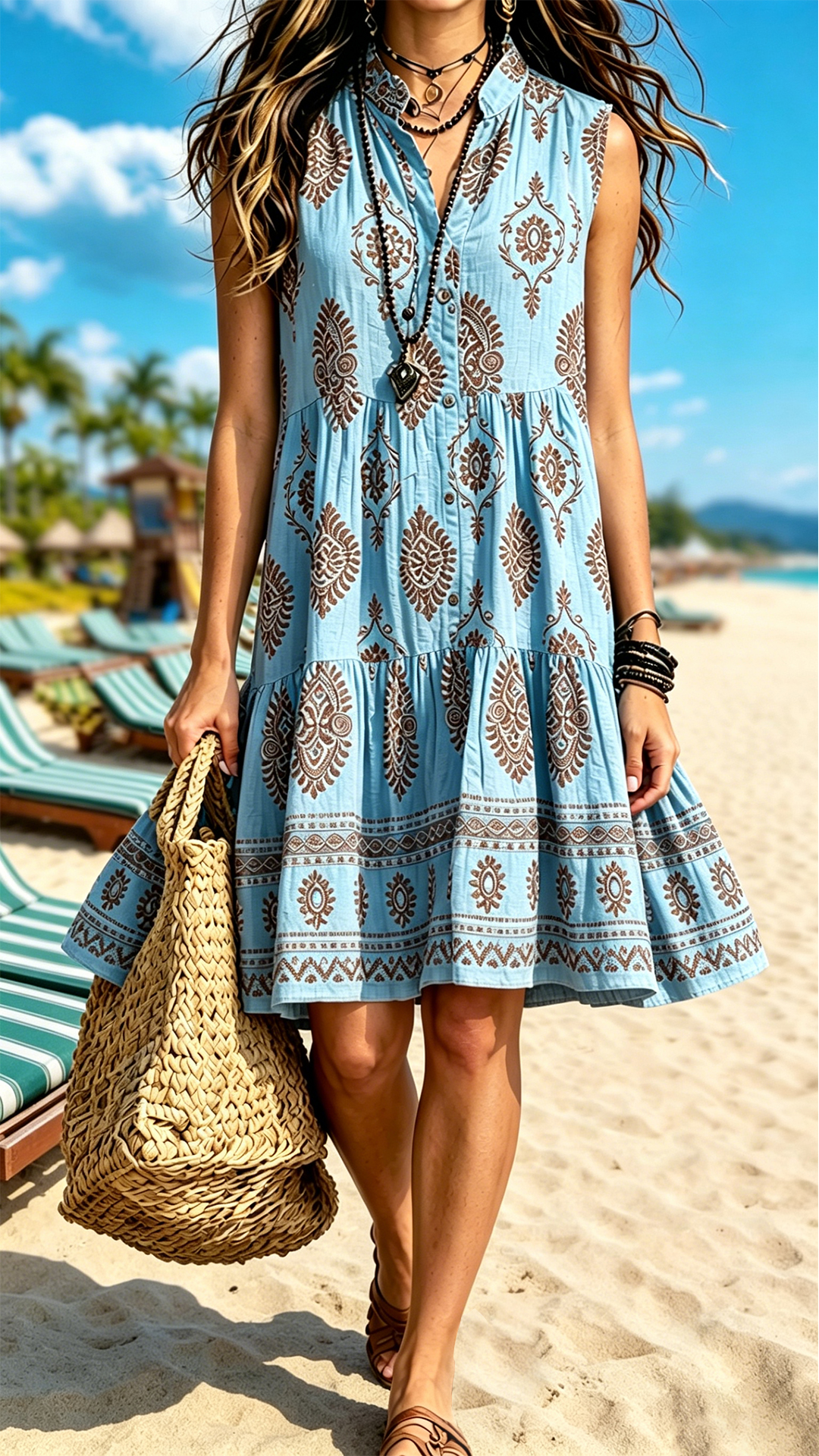 【Buy 2 Free Shipping】Bohemian-Style Printed Sleeveless Maxi Dress with Shirt Collar - Nordfashionstorm - Women's Clothing, Fashion for You - Nordfashionstorm.com