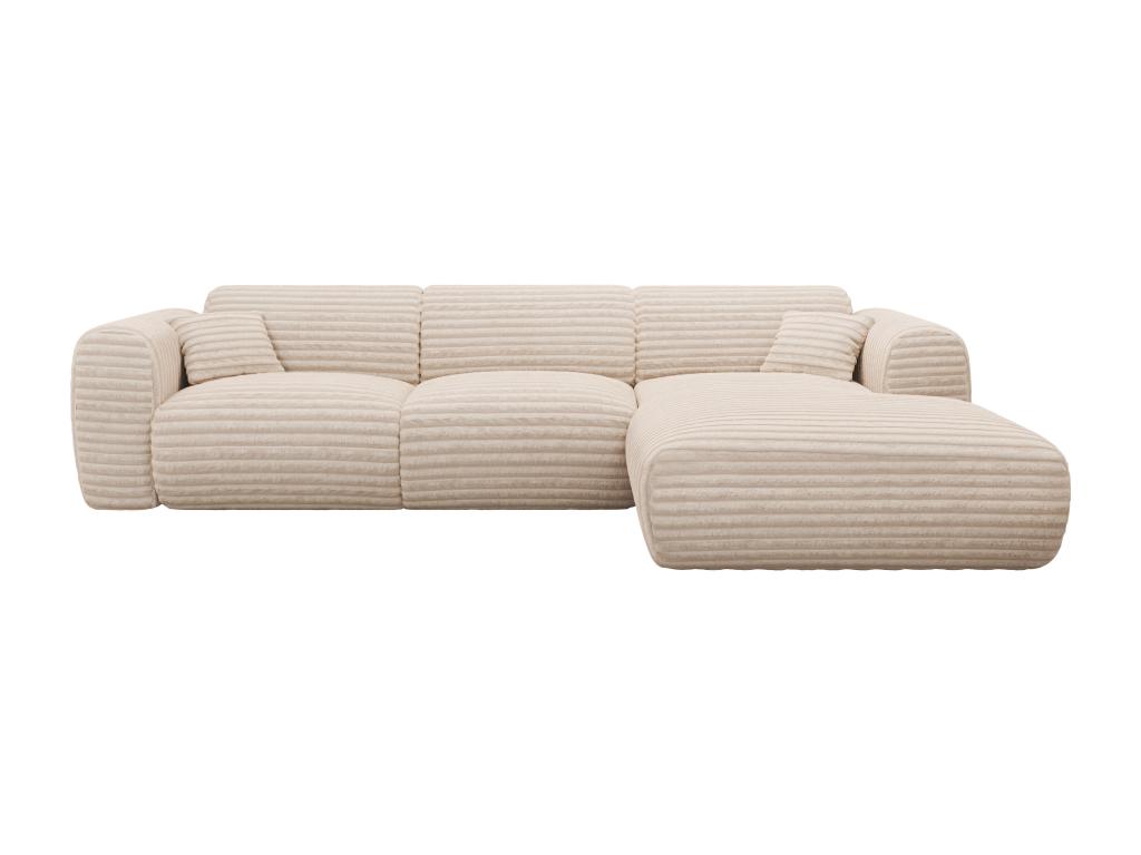 Gran sofá de esquina derecho de pana beige