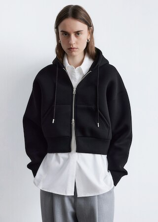 & Other Stories CROPPED SCUBA ZIP-UP HOODIE