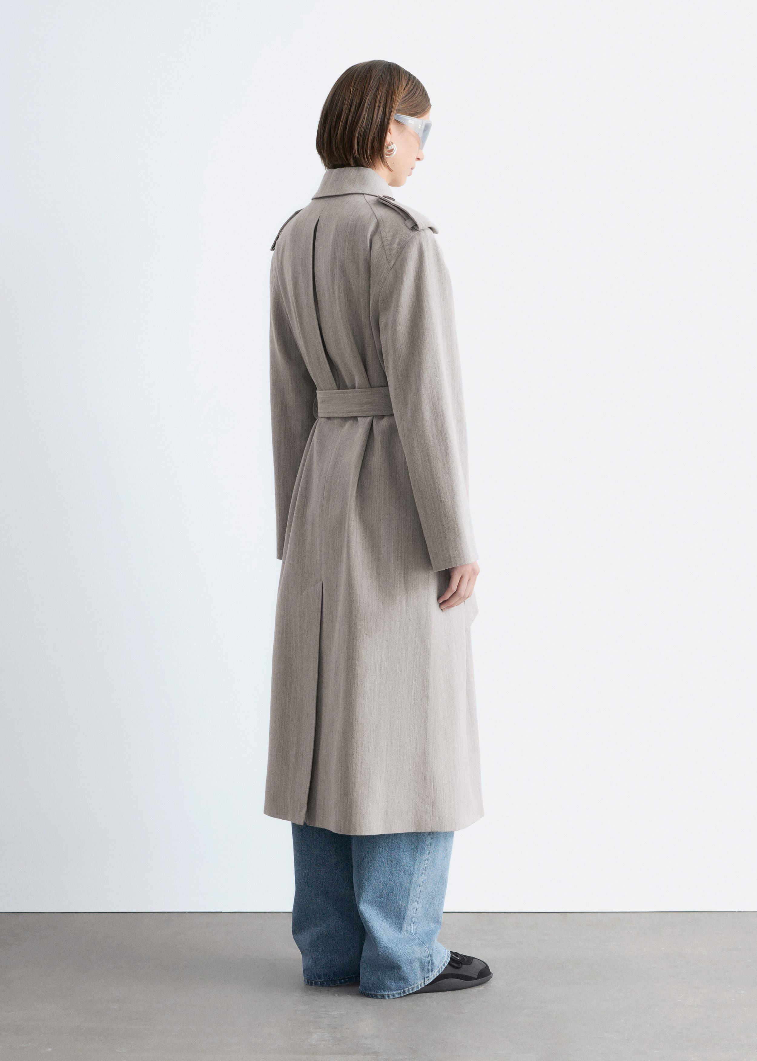 & Other Stories COTTON-WOOL TIE-BELT TRENCH COAT