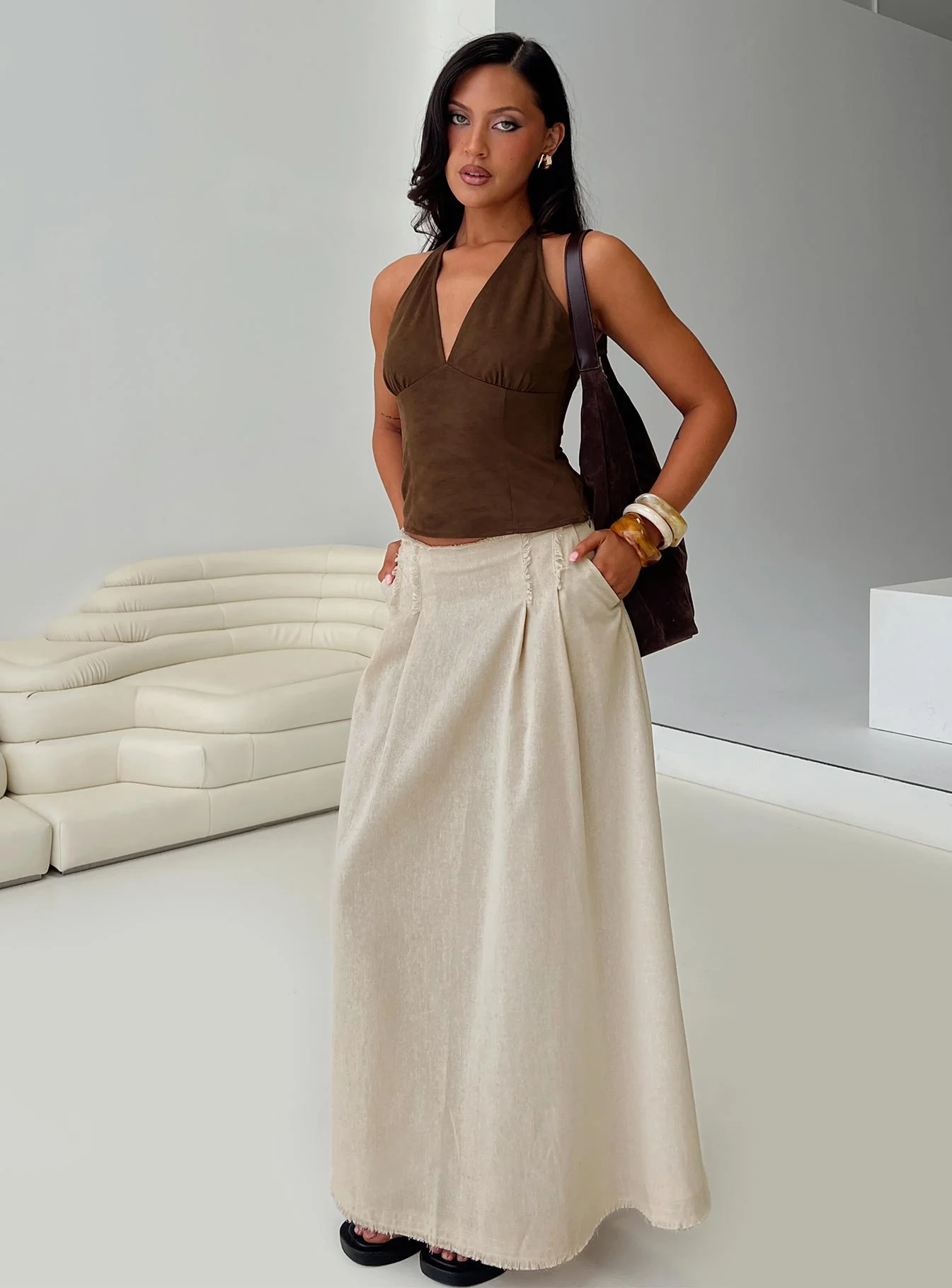 Bohemian Spirit Maxi Skirt Beige
