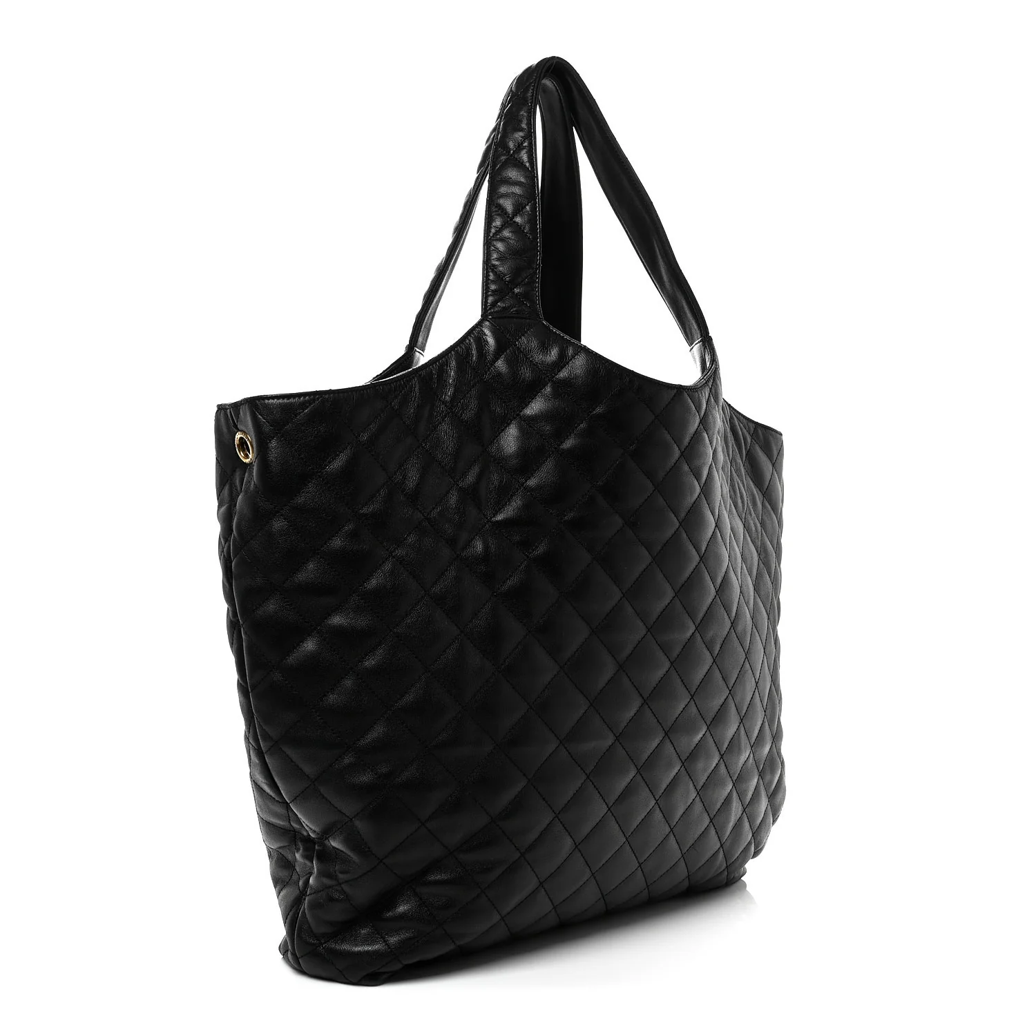 Lambskin Quilted Maxi Icare Shopping Tote Black - Top Club