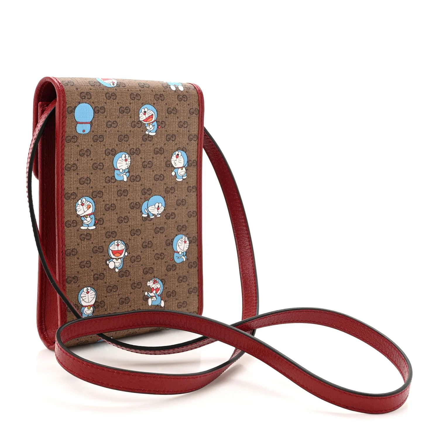 X DORAEMON Mini Vintage GG Supreme Monogram Mini Crossbody Bag Beige Cherry Red - Top Club