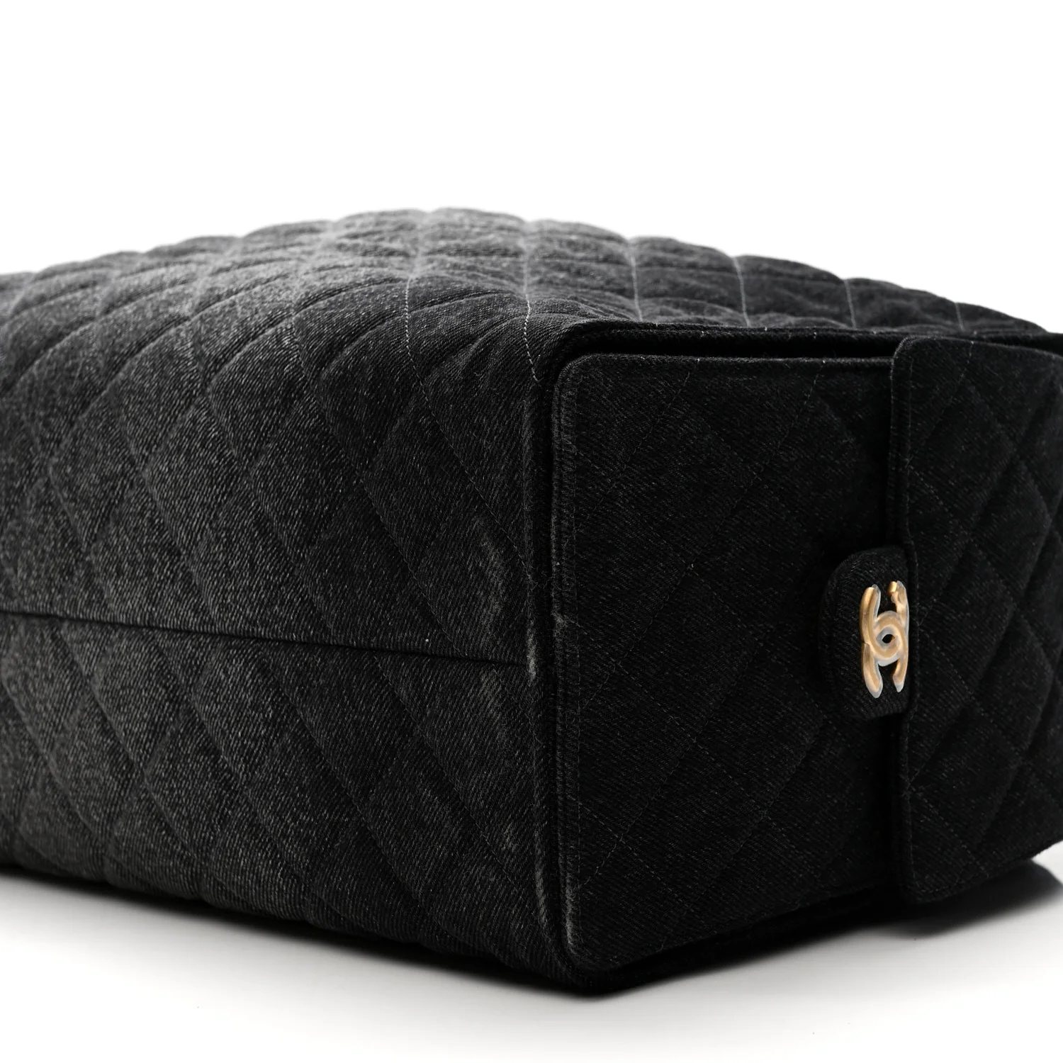 Washed Denim Quilted Large Chanel 25 Handbag Black - Top Club