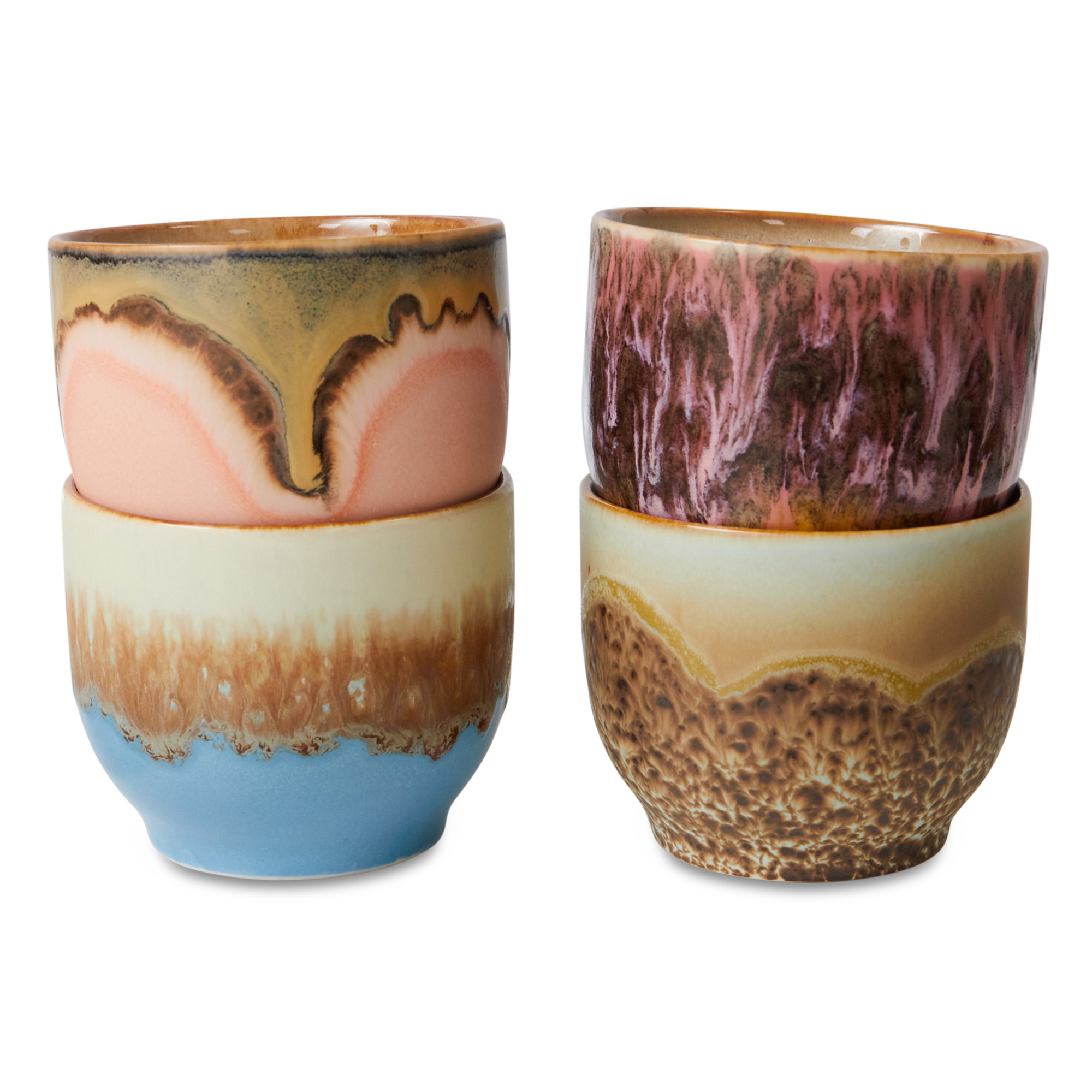 Servies 70s ceramics café cups lagoon - set van 4