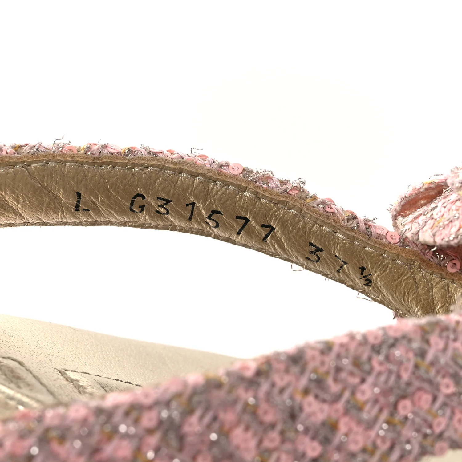 Tweed Camellia Thong Sandals 37.5 Salmon Apricot Gold - Top Club